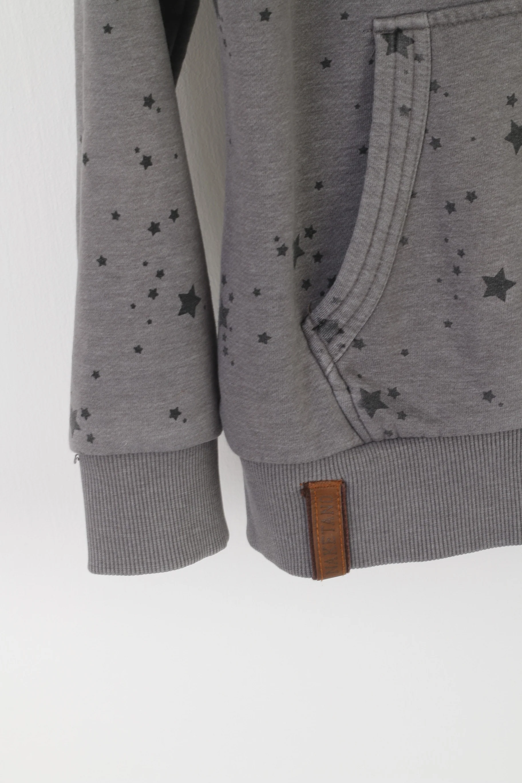 Naketano Women XL Sweatshirt Gray Cotton Hooded Detailed Zip Up Sport Top - Image 3