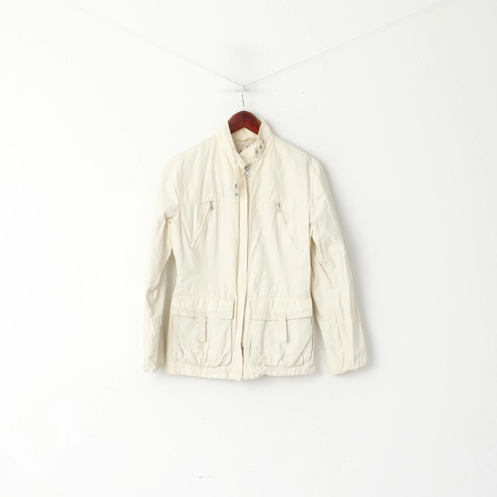 Napapijri Women S Jacket Property Cream Cotton Nylon Lightweight Zip Up Top - Image 2