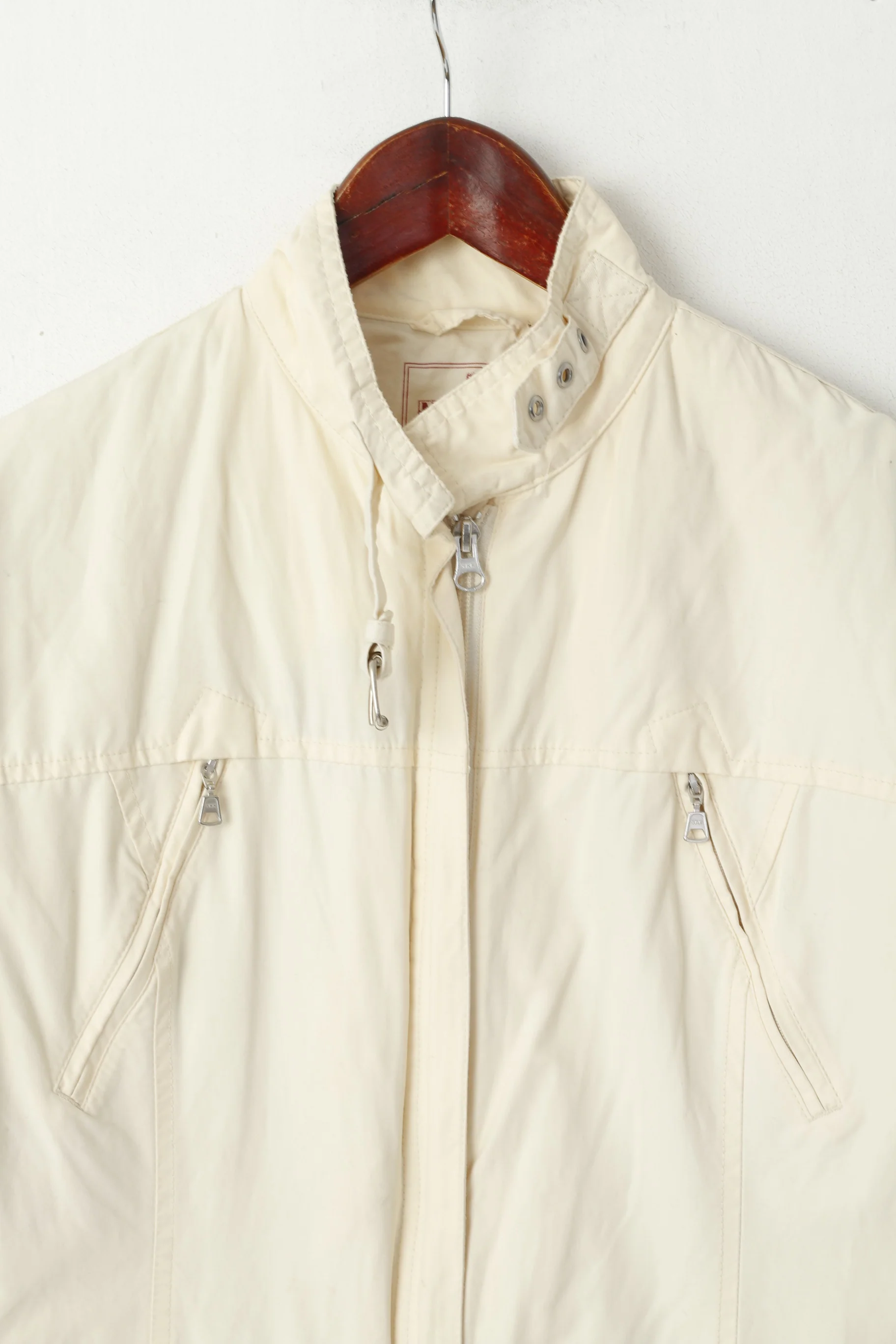 Napapijri Women S Jacket Property Cream Cotton Nylon Lightweight Zip Up Top - Image 3