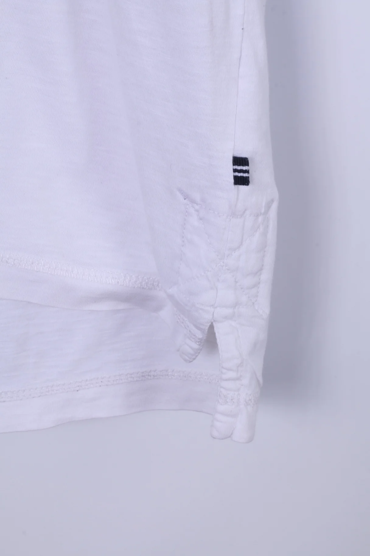 Nautica Jeans Co. Men L Polo Shirt White Cotton Blue Summer Print Detailed Buttons - Image 5