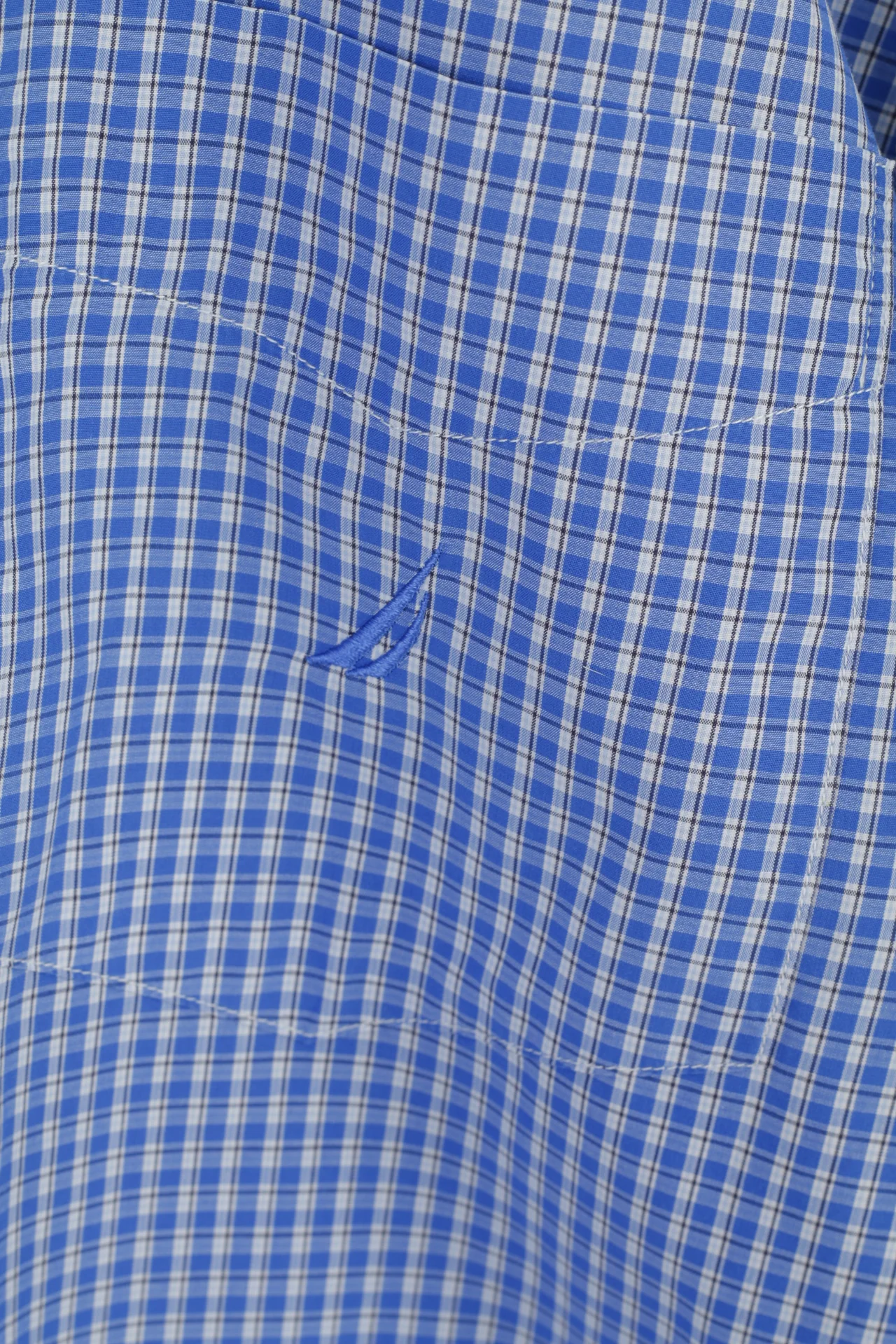 Nautica Men L Casual Shirt Blue Check Cotton Slim Fit Long Sleeve Top - Image 5