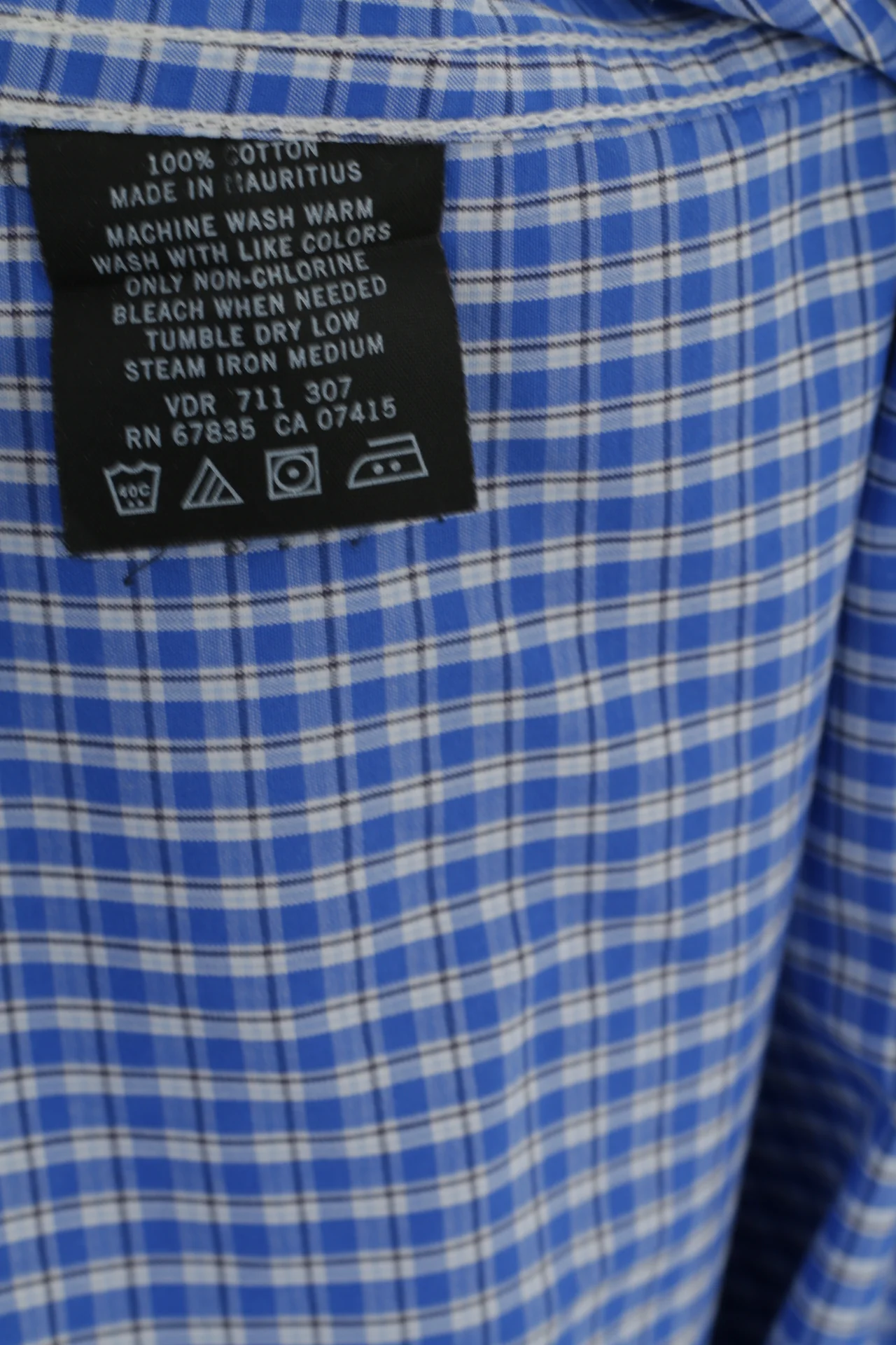 Nautica Men L Casual Shirt Blue Check Cotton Slim Fit Long Sleeve Top - Image 7