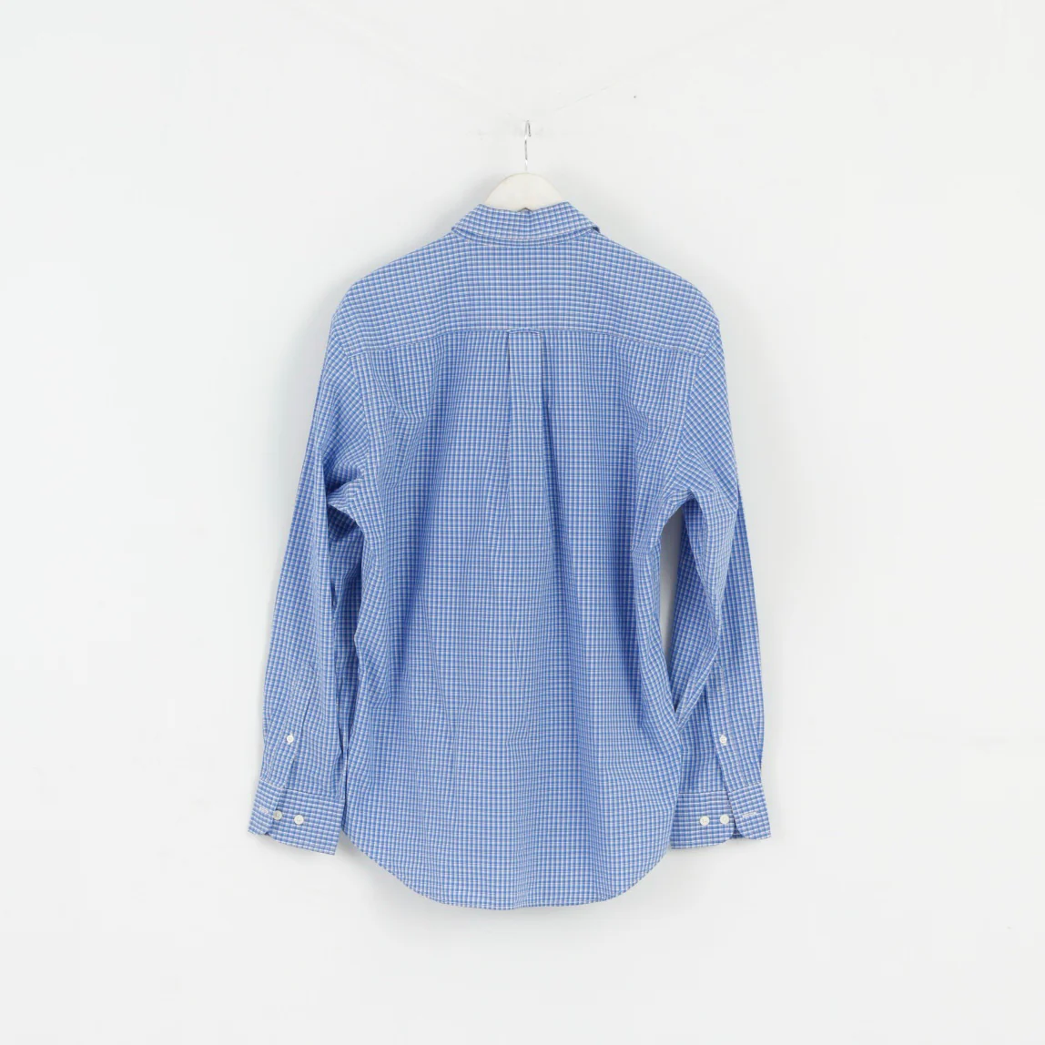 Nautica Men L Casual Shirt Blue Check Cotton Slim Fit Long Sleeve Top - Image 8