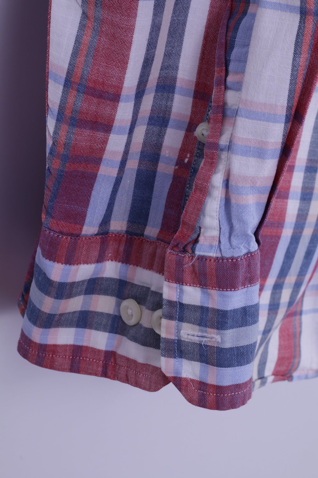 Nautica Men L Casual Shirt Blue Check Heritage Fit 100% Cotton Long Sleeve Top - Image 7