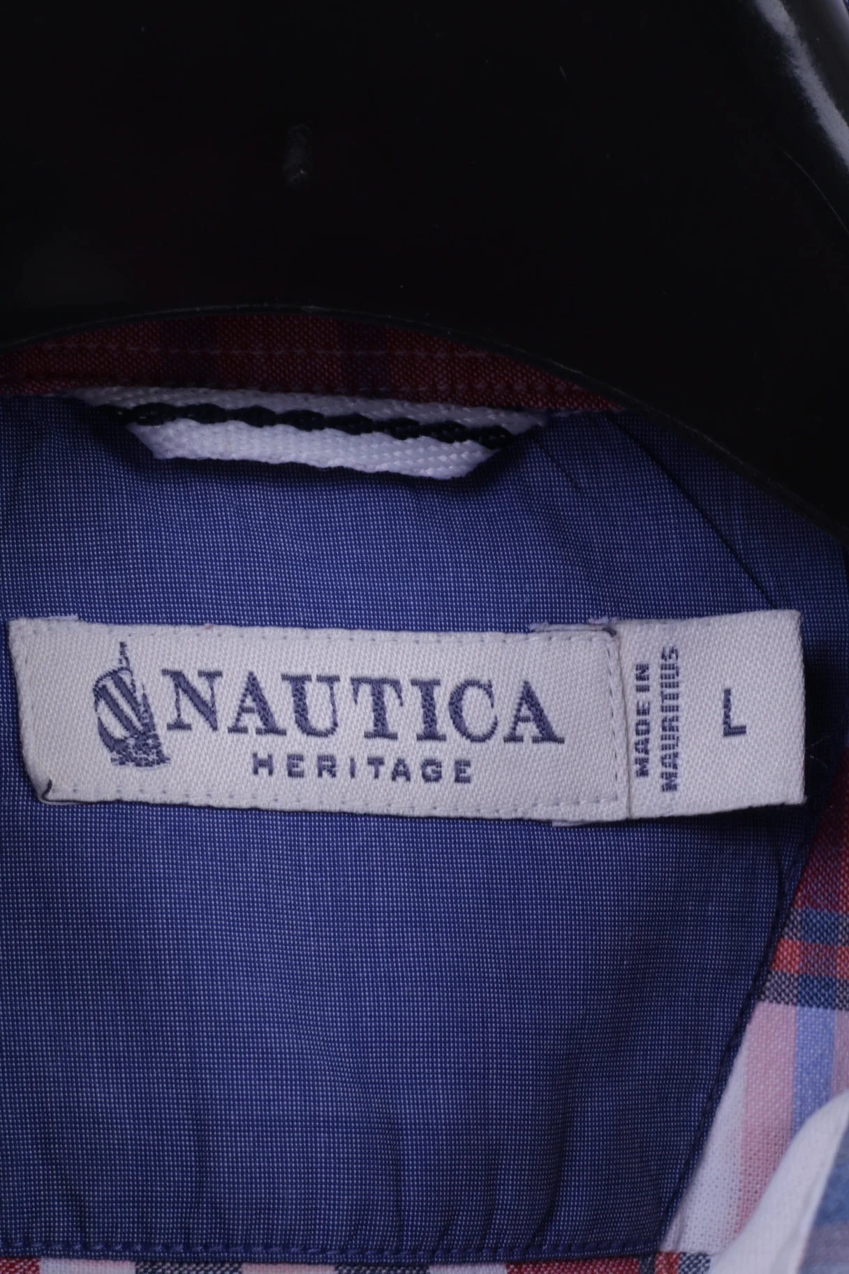 Nautica Men L Casual Shirt Blue Check Heritage Fit 100% Cotton Long Sleeve Top - Image 8