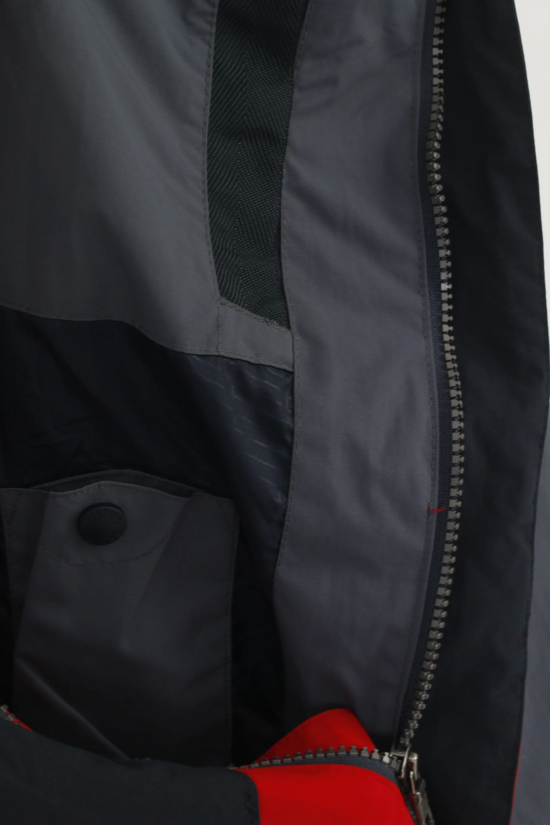 Nautica Men L Jacket Gray Sportswear Nylon Waterproof Windbreaker Hidden Hood Top - Image 7