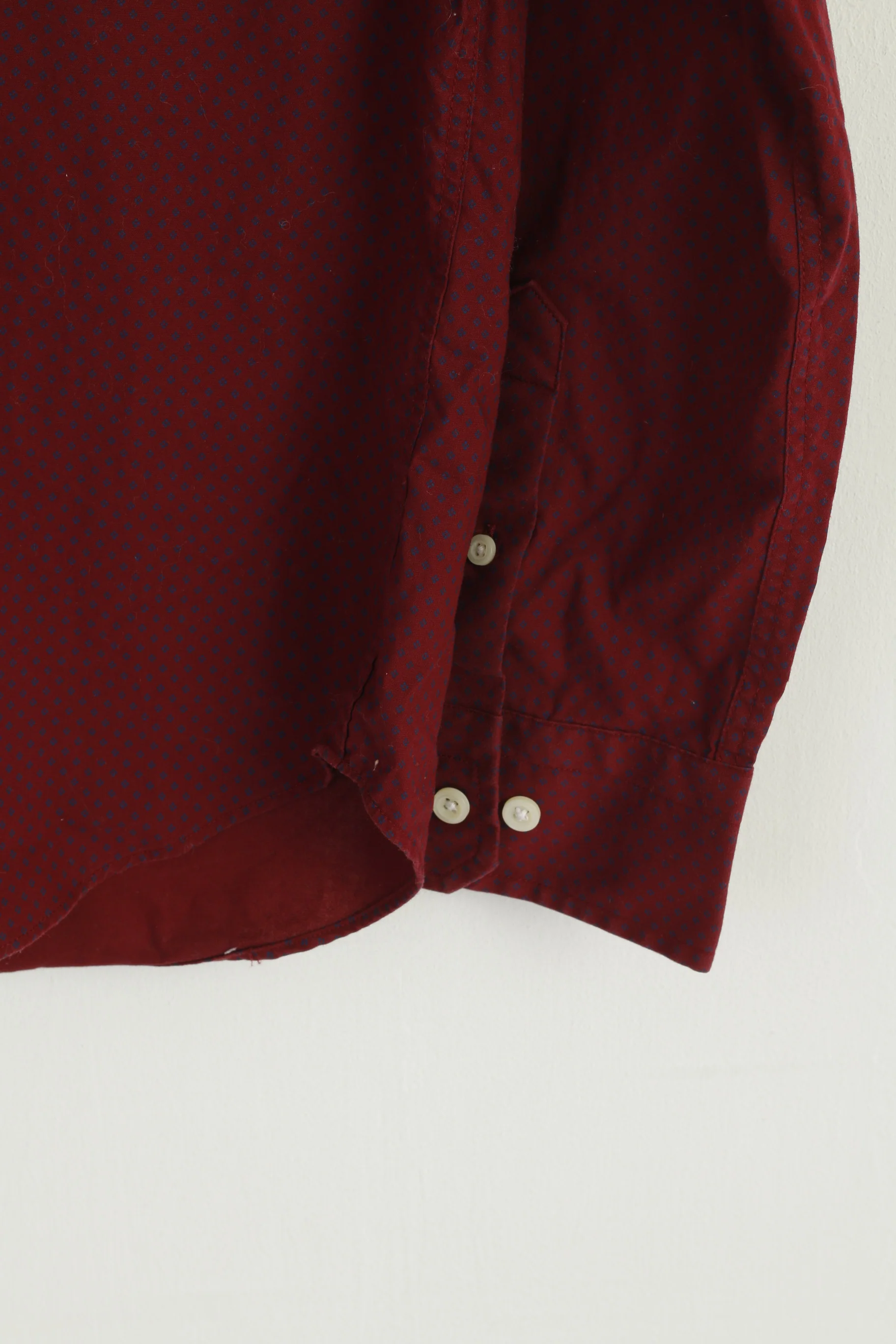 Nautica Men M Casual Shirt Maroon Cotton Classic Fit  Flex Long Sleeve Top - Image 4
