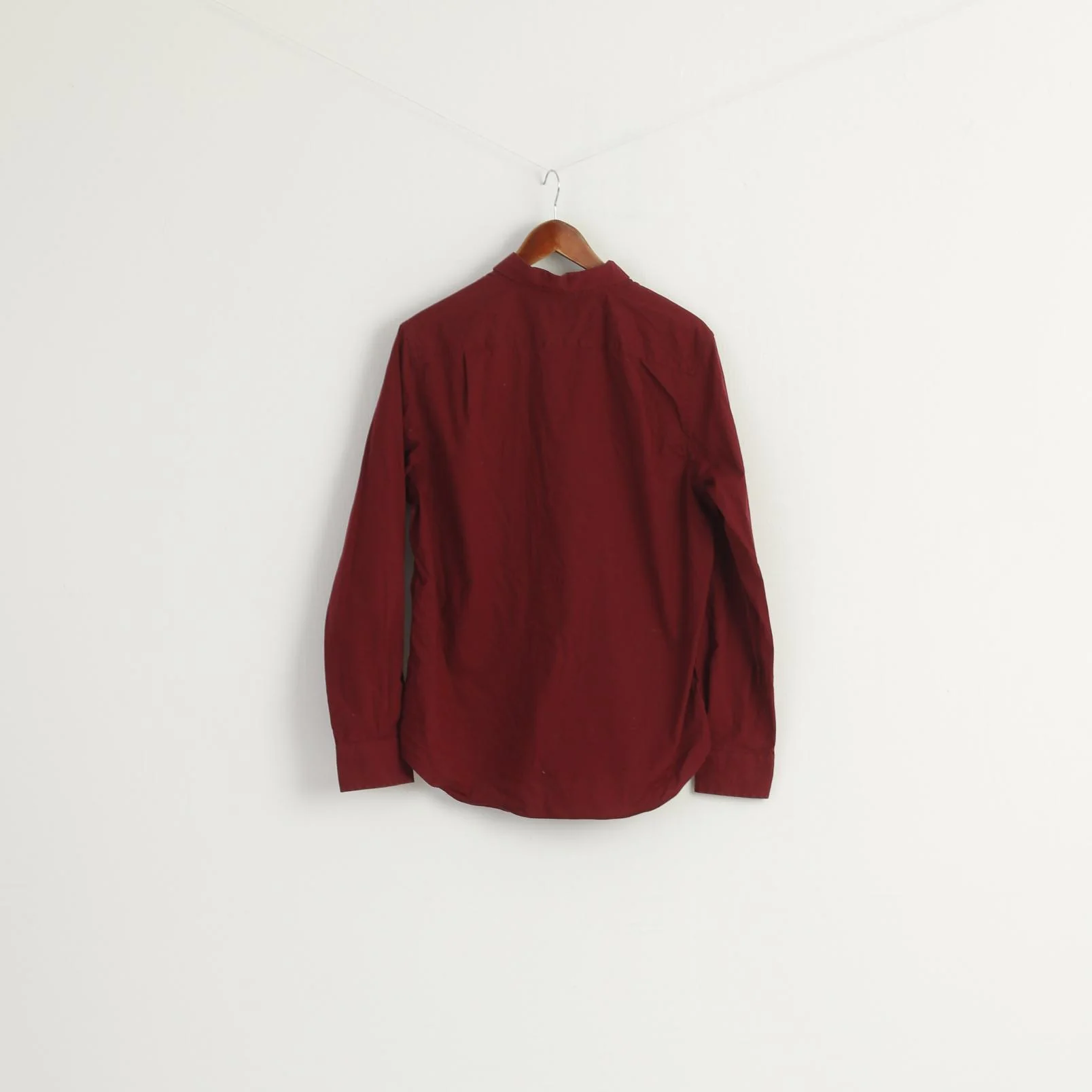 Nautica Men M Casual Shirt Maroon Cotton Classic Fit  Flex Long Sleeve Top - Image 7