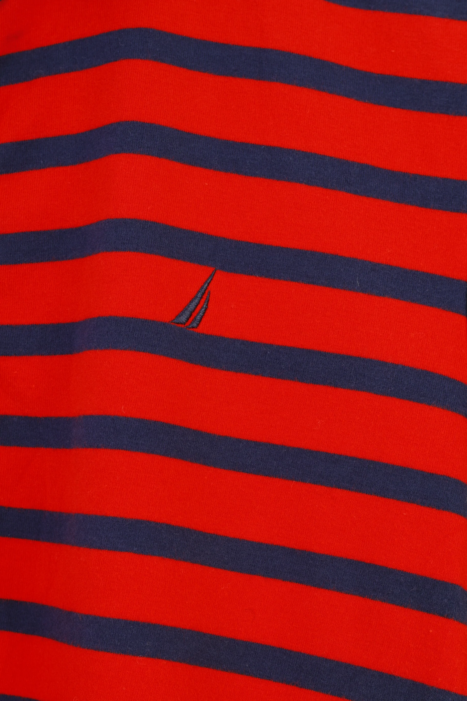 Nautica Women M Polo Shirt Red Striped Marine Cotton Long Sleeve Stretch Collar Vintage Top - Image 4