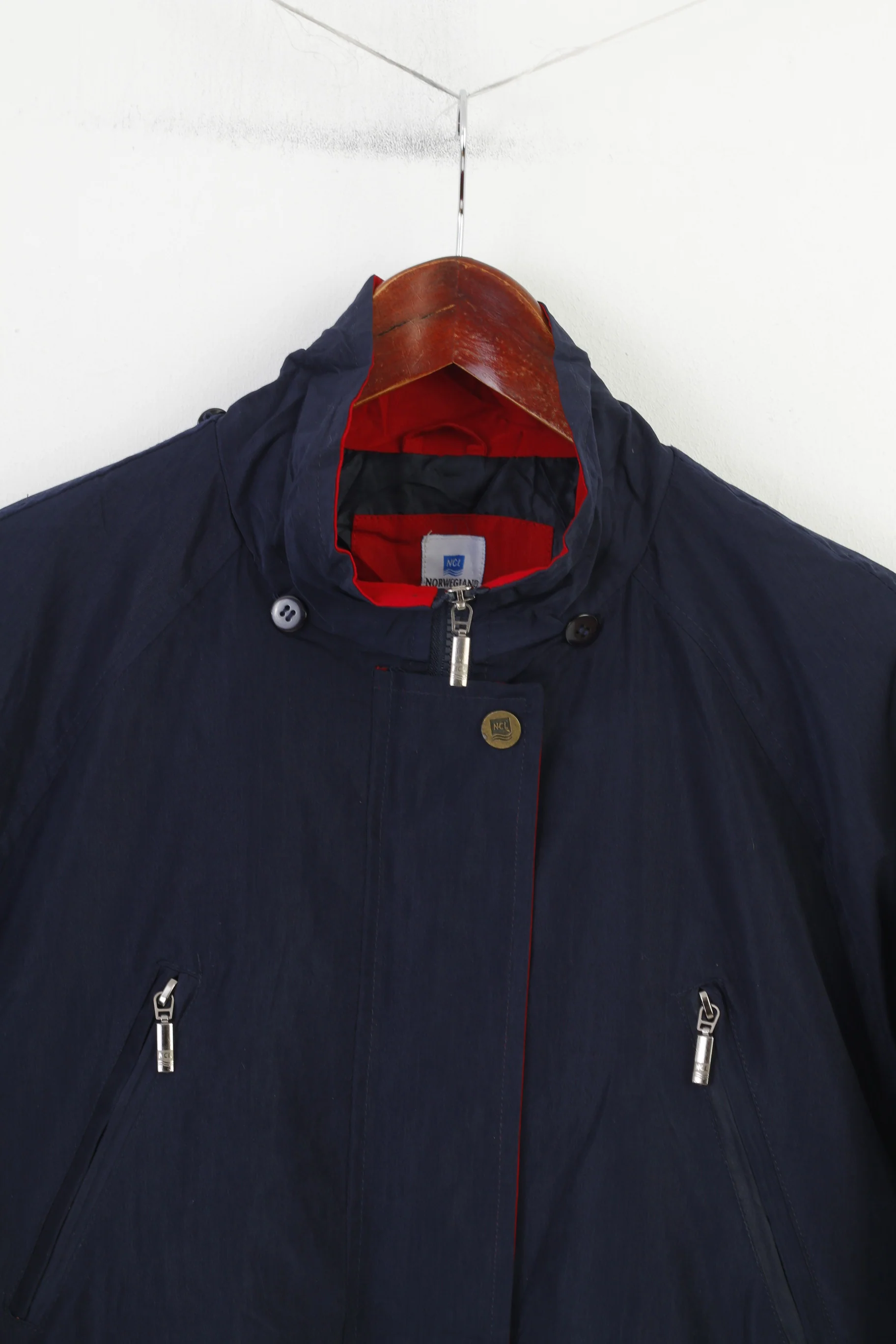 NCL Norwegian  Women L Jacket Navy Lightweight Zip Up Shoulder Pads Cruise Line Top - Image 2