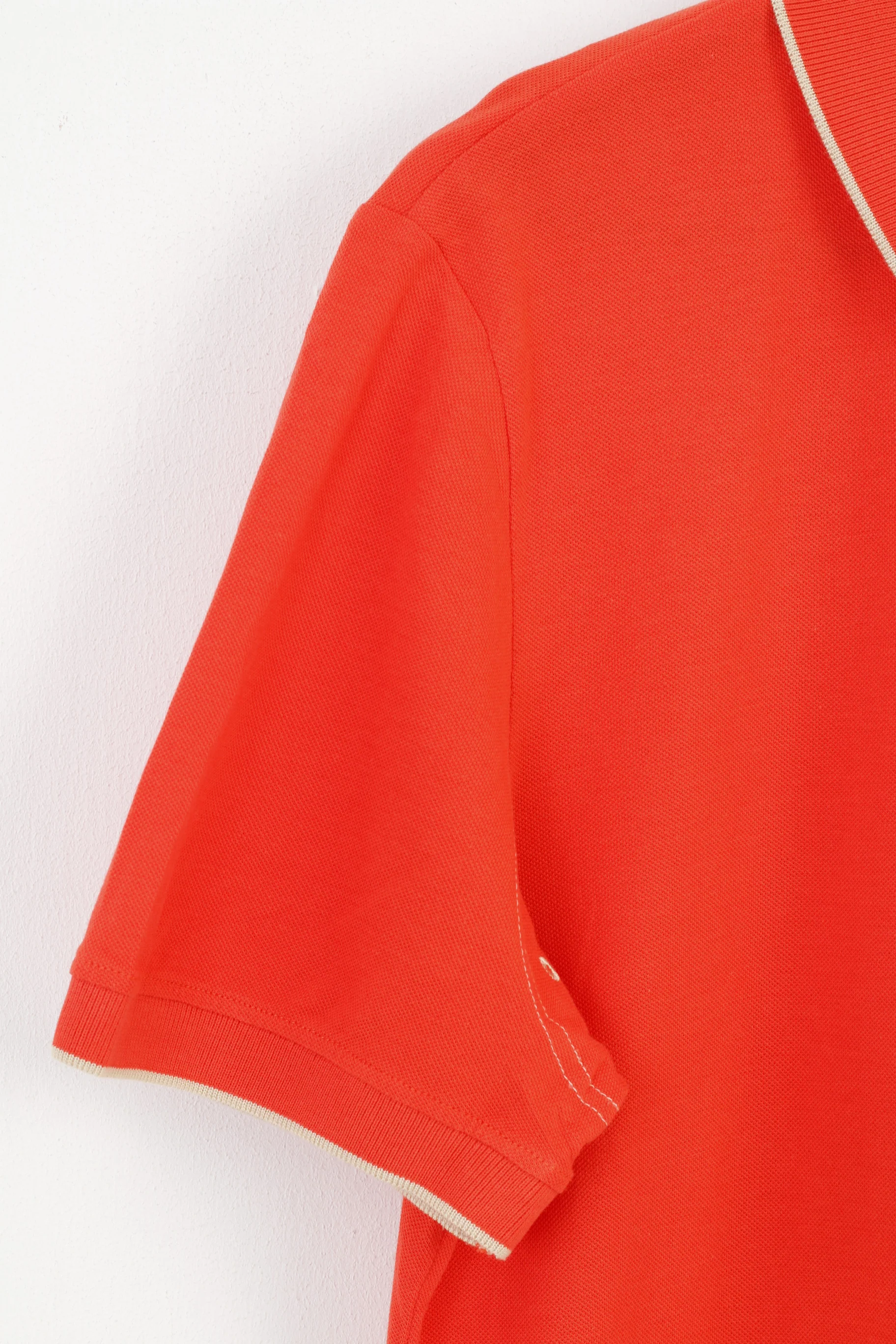 Nero Perla Men L Polo Shirt Orange Detailed Buttons Classic Short Sleeve Vintage Collar Top - Image 3