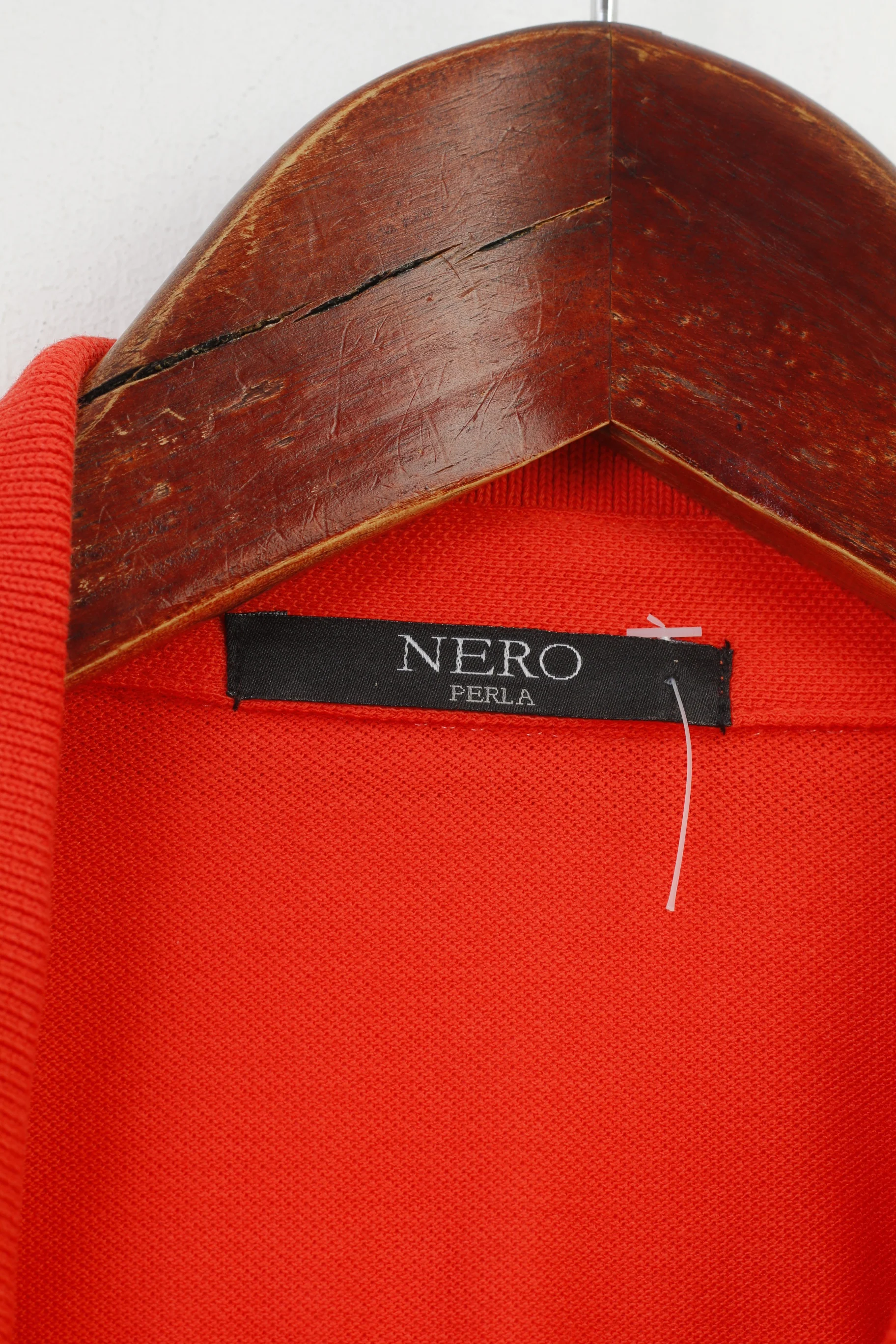Nero Perla Men L Polo Shirt Orange Detailed Buttons Classic Short Sleeve Vintage Collar Top - Image 5