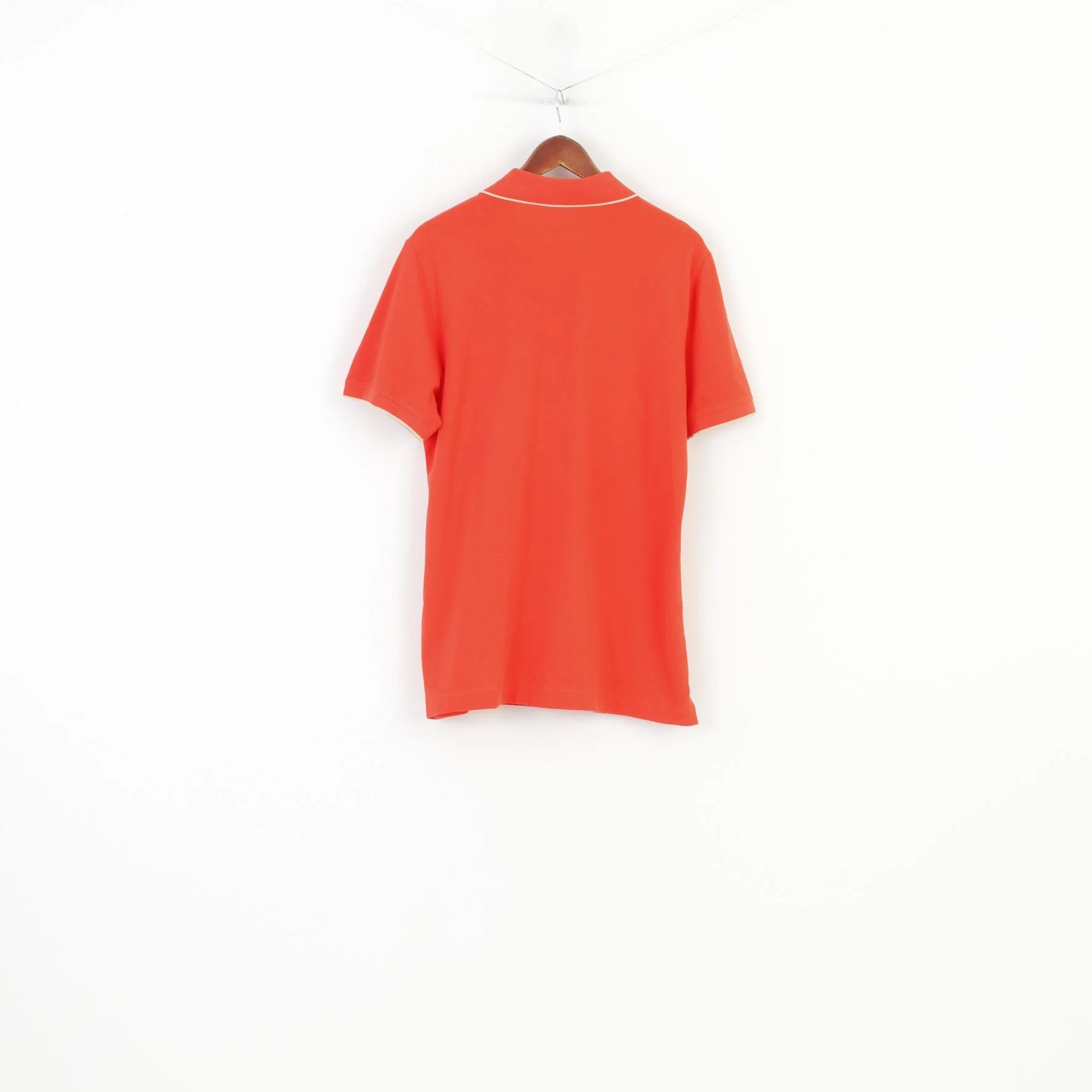 Nero Perla Men L Polo Shirt Orange Detailed Buttons Classic Short Sleeve Vintage Collar Top - Image 7