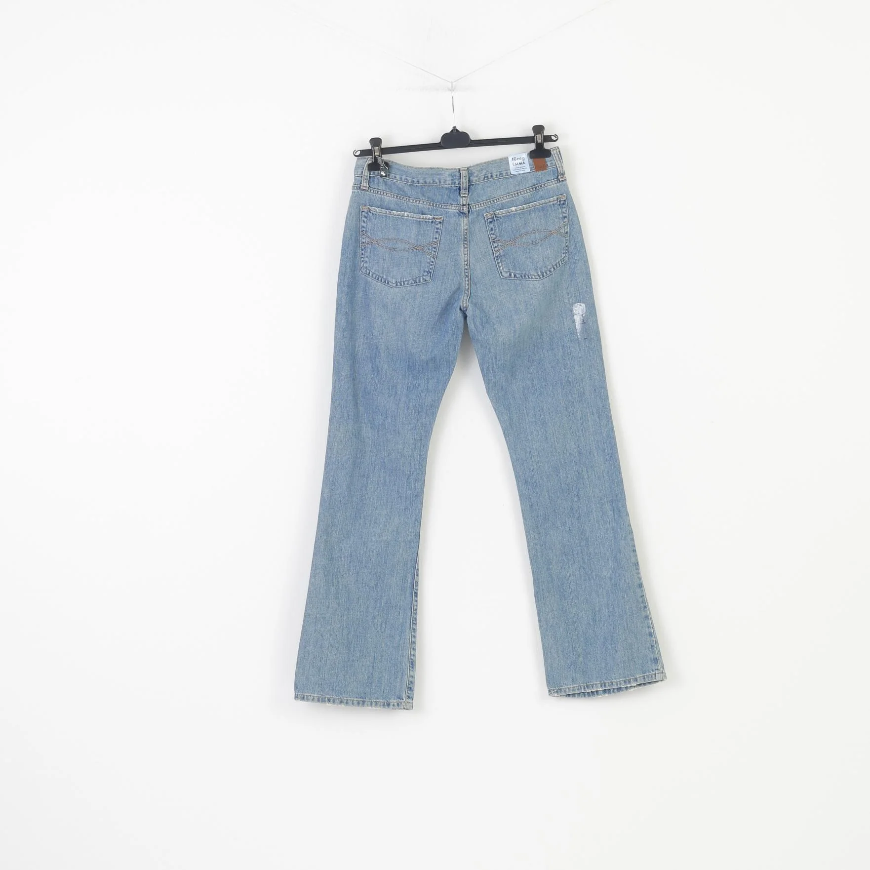 NEW Abercrombie & Fitch Women 10 Trousers Jeans Blue Cotton Low Rise Wide Legs Pants - Image 8