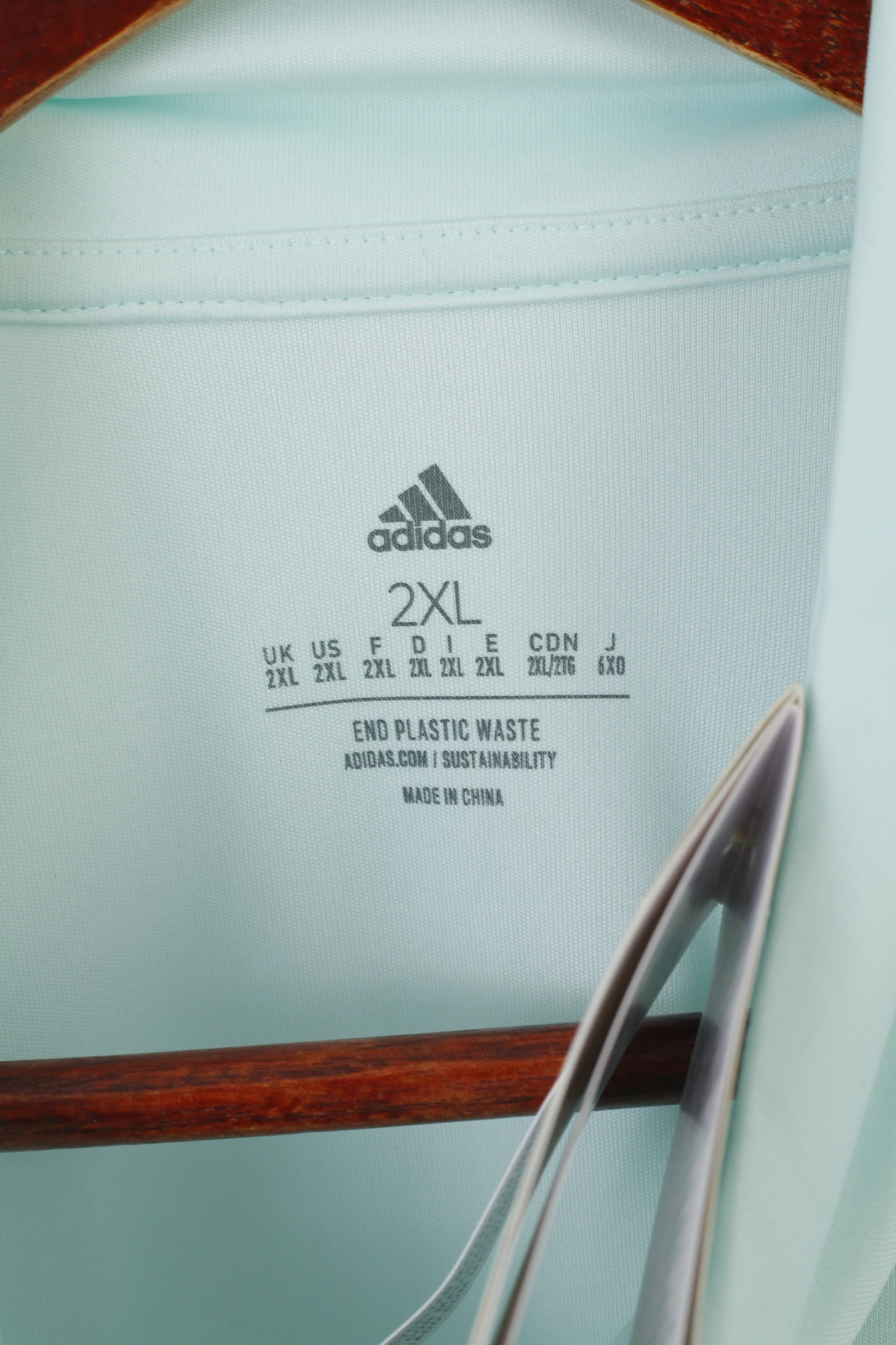 New Adidas Men 2XL Shirt Blue Slim Fit Training Zip Neck Activewear Long Sleeve Top - Image 5