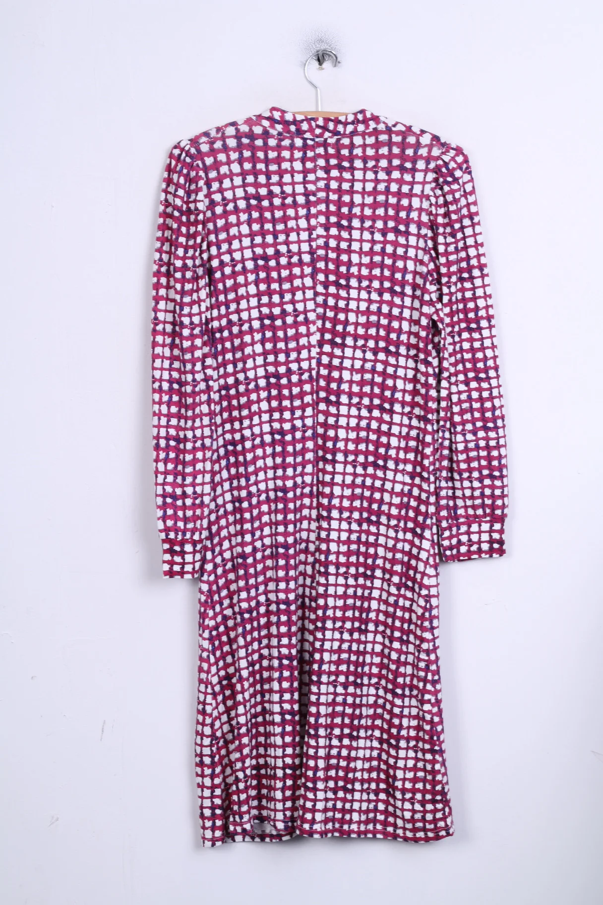 New Aquamrina Womens L Midi Dress V Neck Squares Pink - Image 6