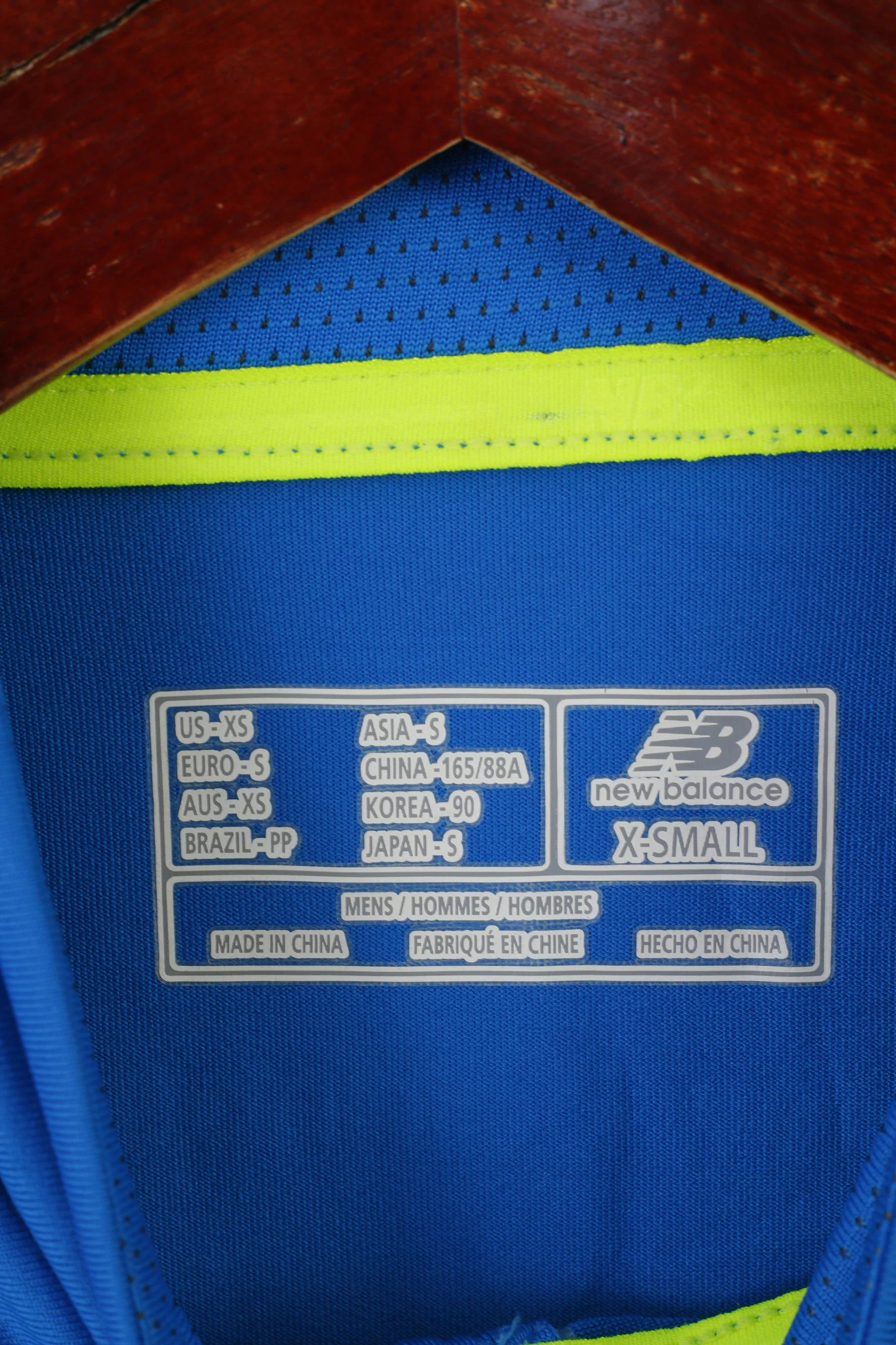 New Balance Men XS Shirt Blue Run Sportswear Long Sleeve Zip Neck Top - Image 4