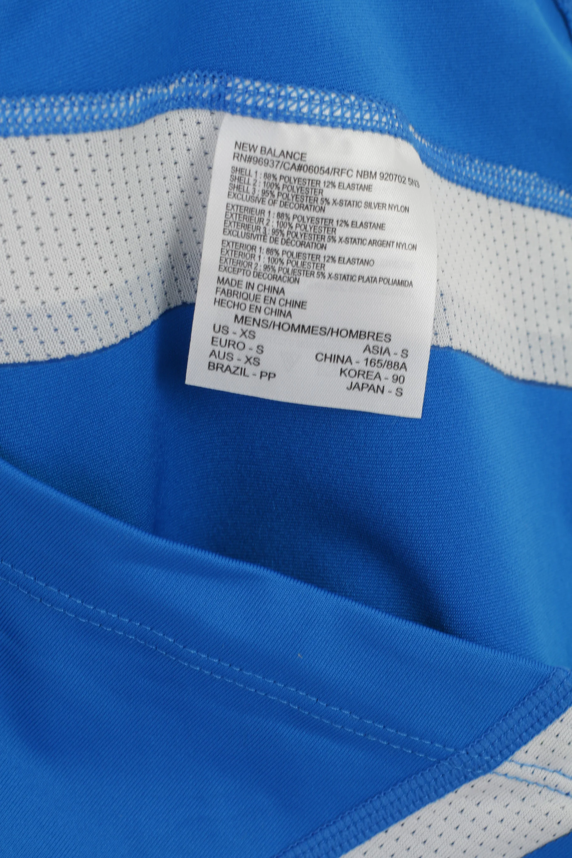 New Balance Men XS Shirt Blue Run Sportswear Long Sleeve Zip Neck Top - Image 5