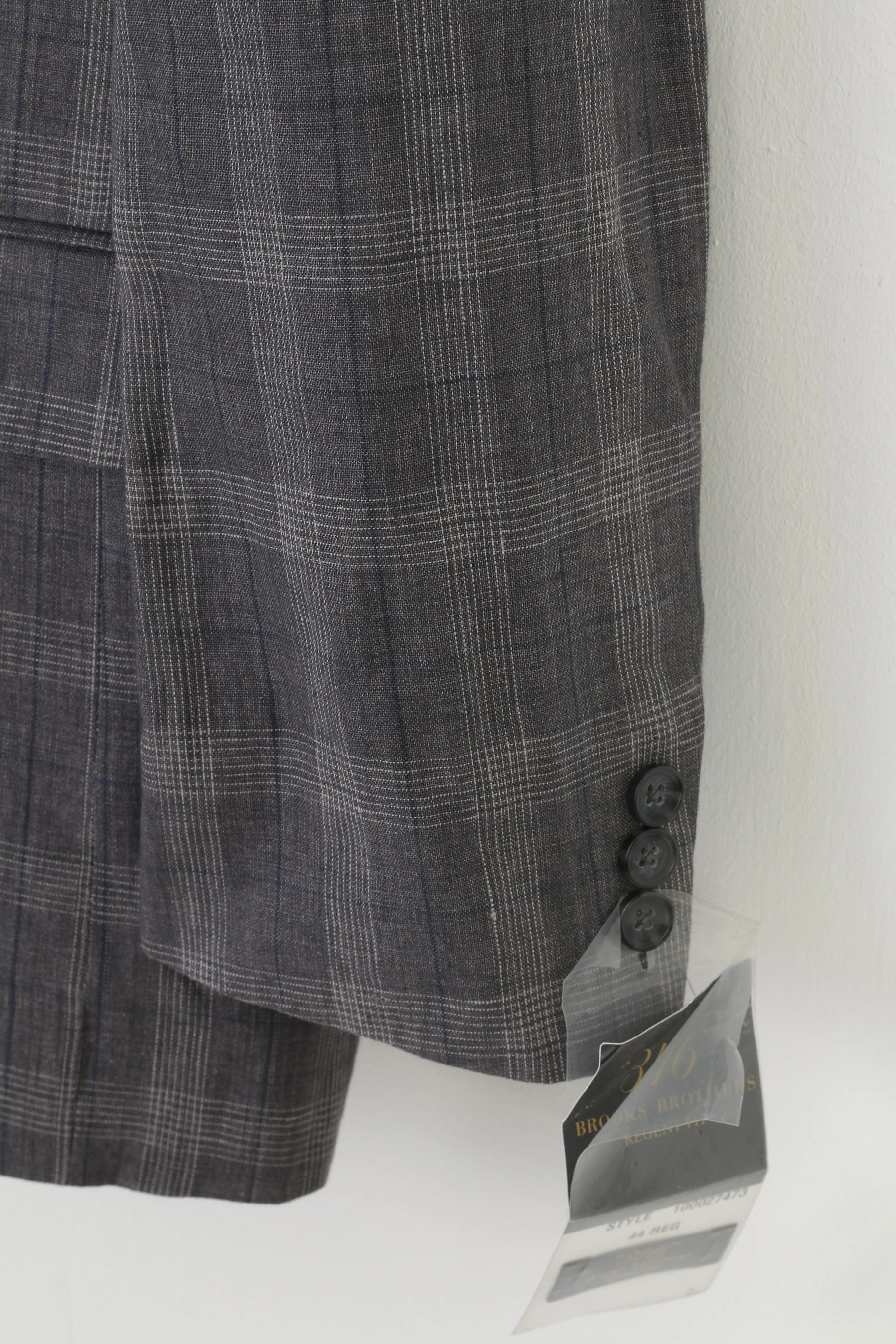NEW Brooks Brothers Men 44 Blazer Grey Checkered Breasted Regent Fit Linen 346 Jacket - Image 4