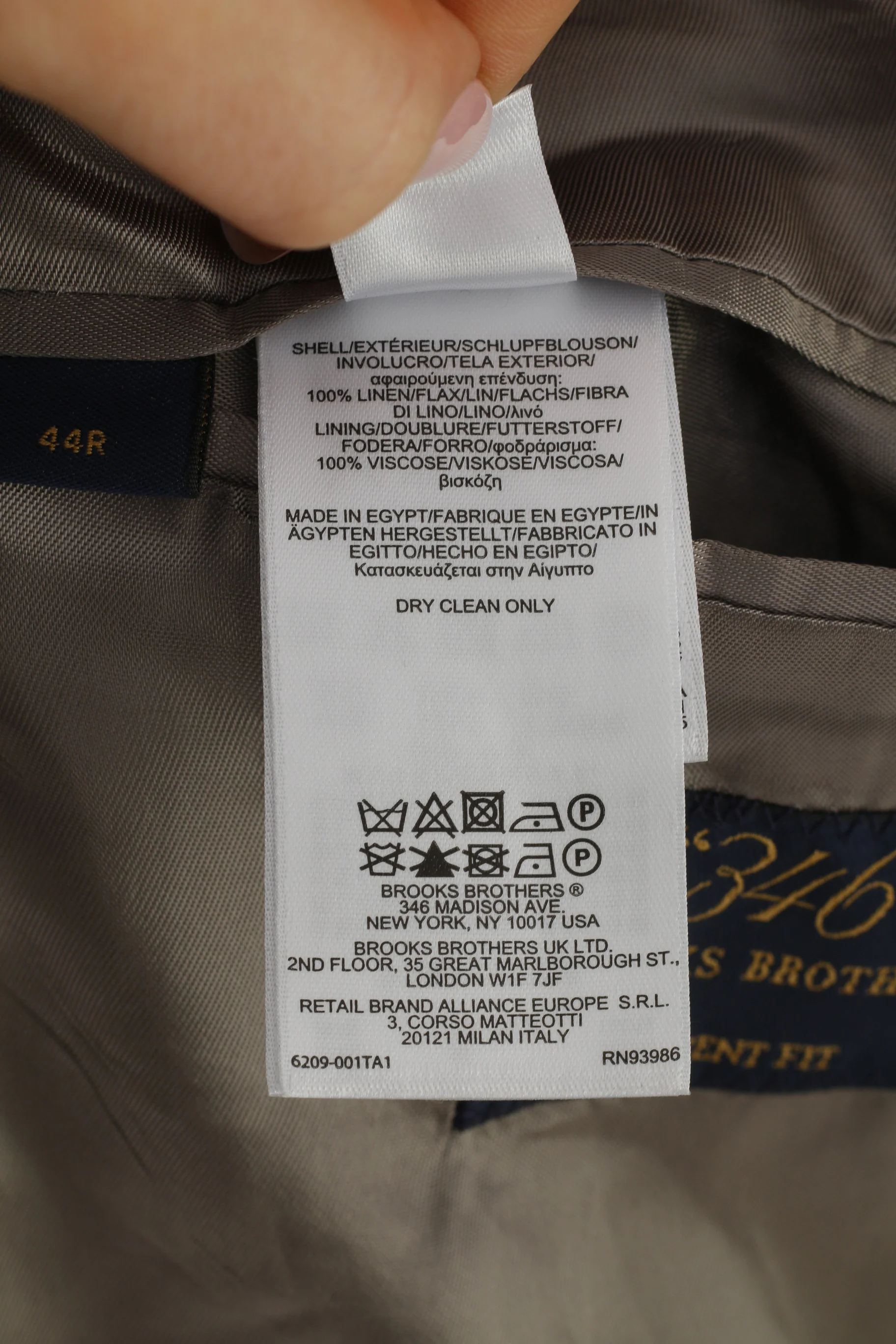 NEW Brooks Brothers Men 44 Blazer Grey Checkered Breasted Regent Fit Linen 346 Jacket - Image 7