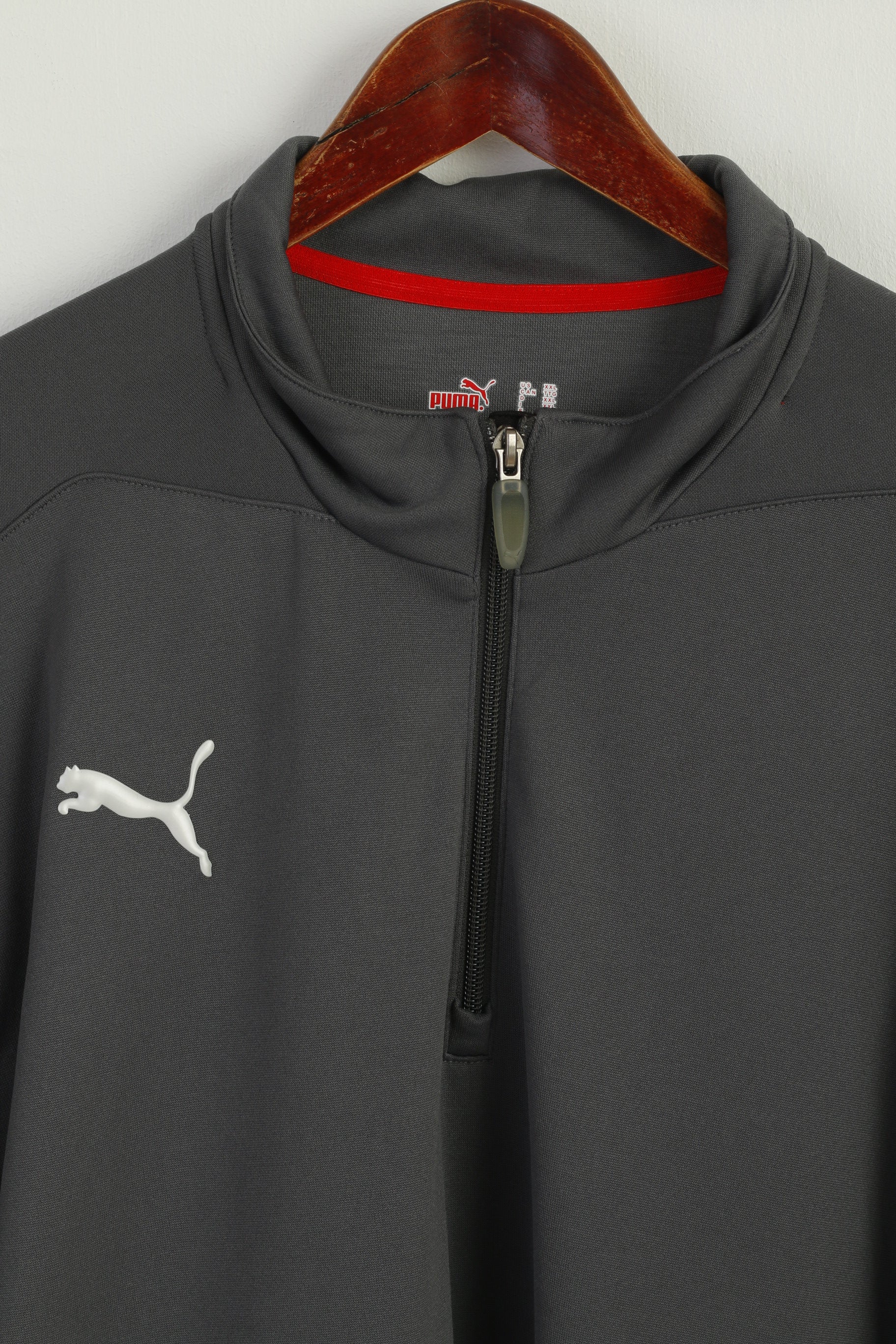Puma Men XXL Long Sleeved Shirt Gray Activewear Usp Pockets Sportswear Top - Image 2