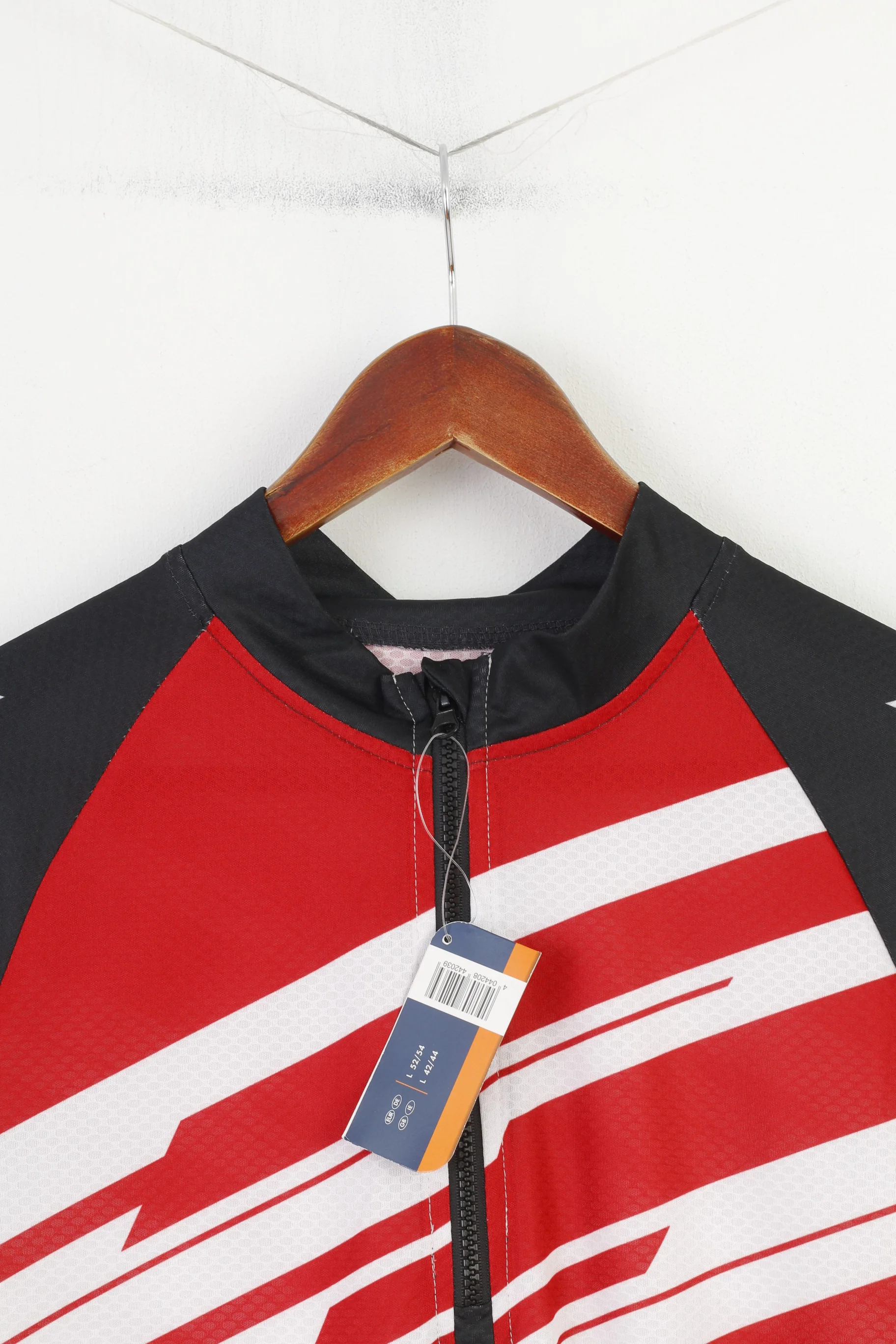 New Crivit Sports Men L 52/54 Cycling Shirt Zip Neck Red White Bike Jersey Pockets Top - Image 2