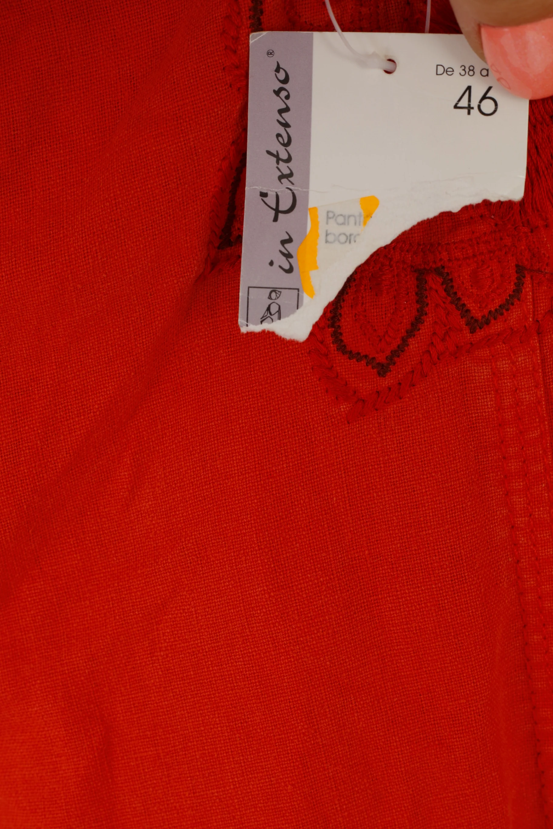 New Extenso Women 46 Trousers Orange Linen Cotton Summer Casual Pants - Image 3