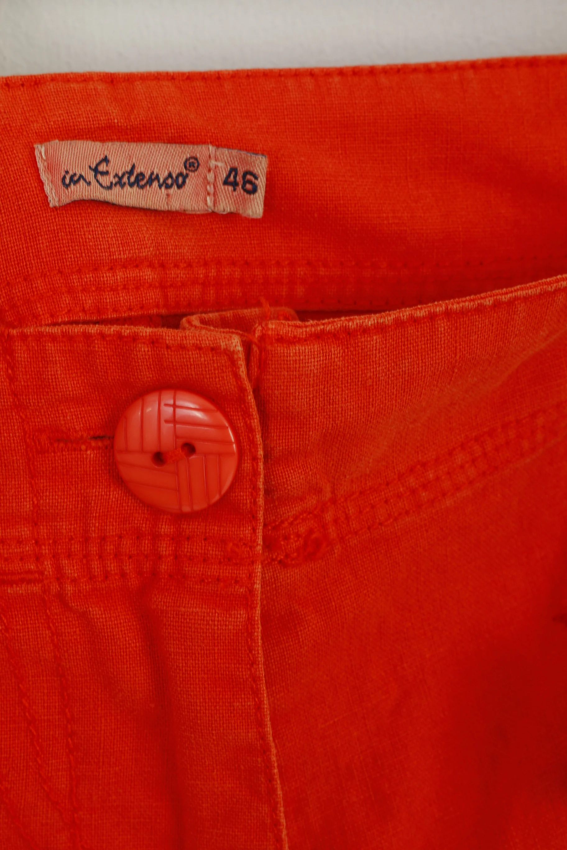 New Extenso Women 46 Trousers Orange Linen Cotton Summer Casual Pants - Image 4