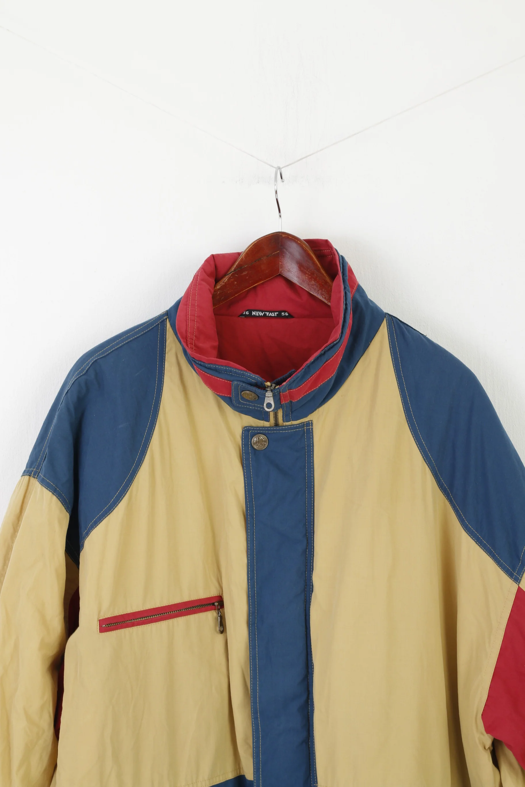 New Fast C&A Men 56 XXL Jacket Yellow Vintage Padded Full Zipper Casual Top - Image 2