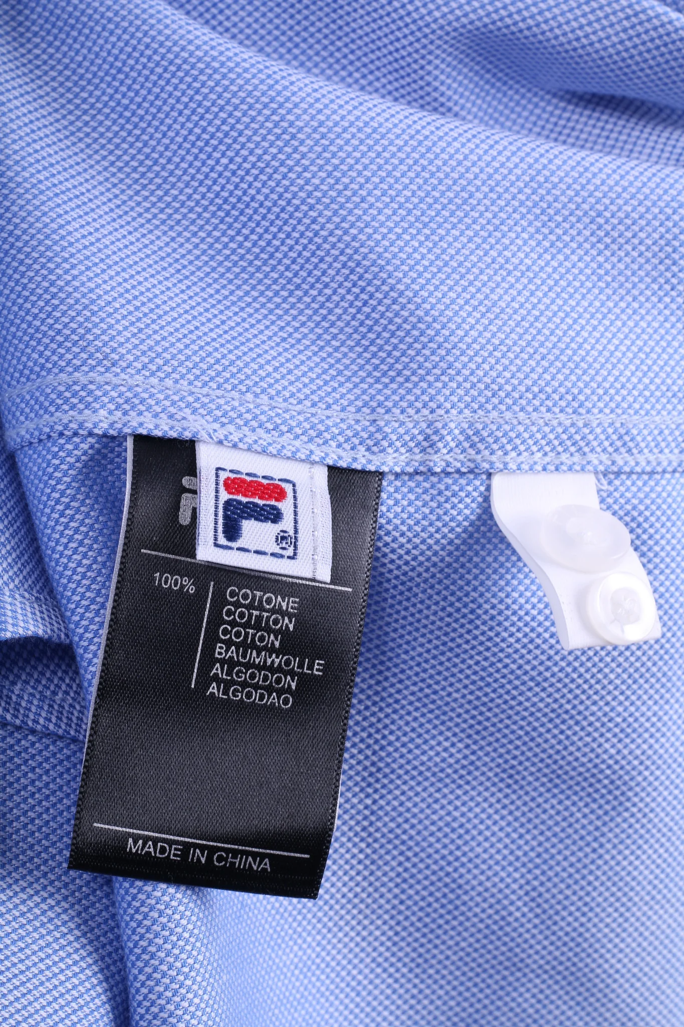 New Fila Mens 2XL Casual Shirt Long Sleeve Blue Checkered Cotton - Image 8