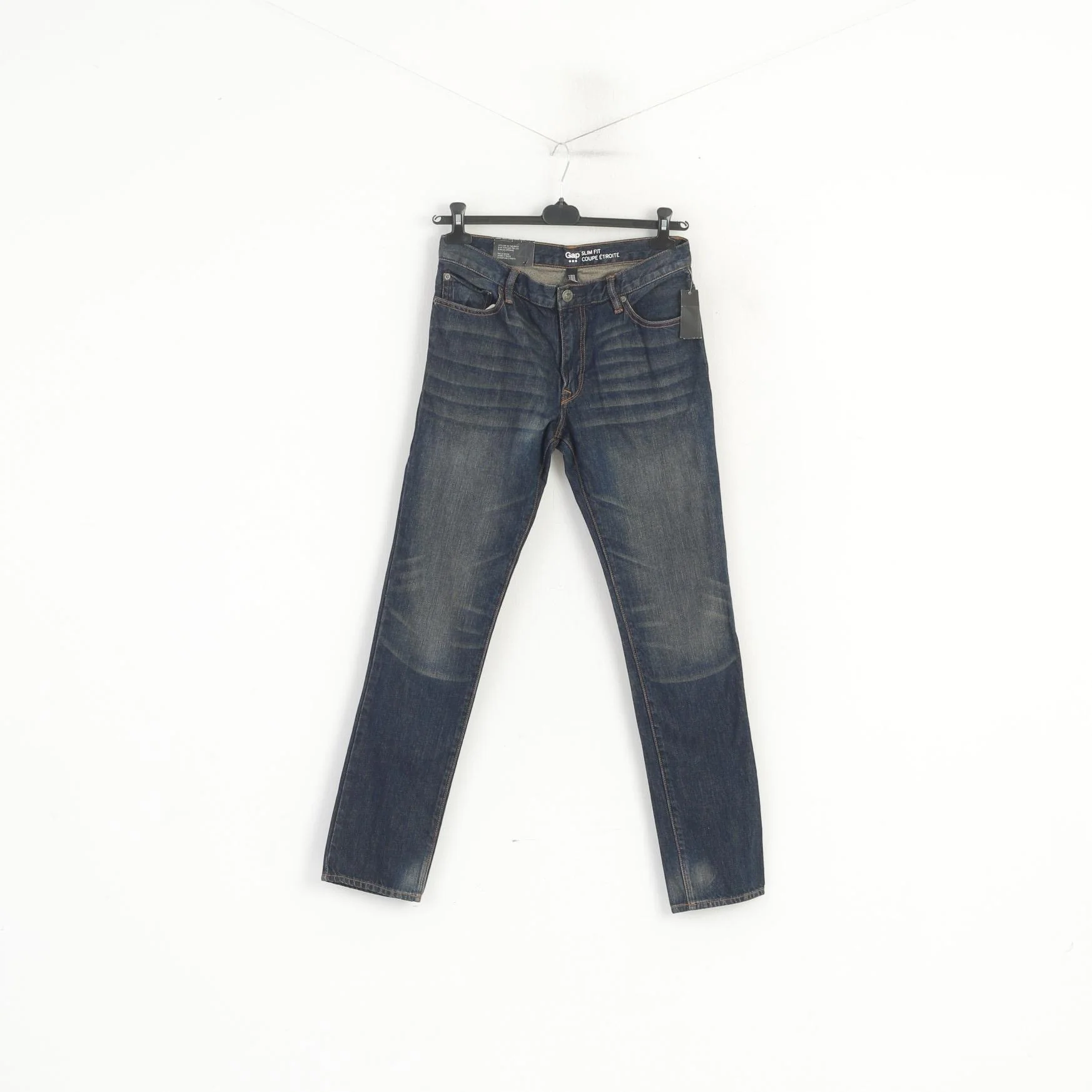 New GAP Women 30 Jeans Trousers Navy Cotton Denim Slim Fit Pants - Image 2