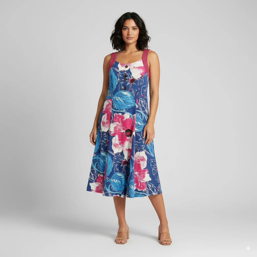 New Joe Browns Women 12 38 M Dress Pink Viscose Floral Summer Stertch