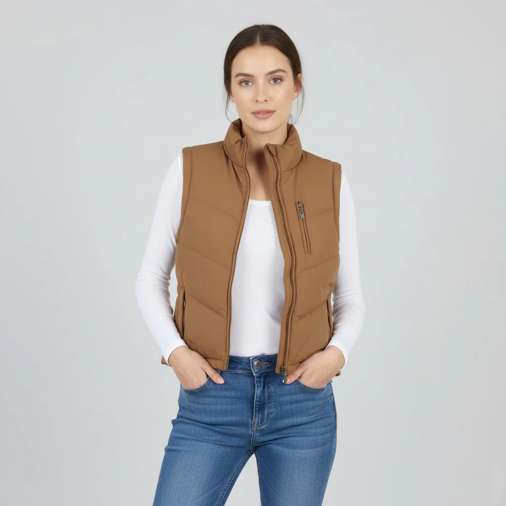 New Joules Women 10 S Vest Gilet Brown Bodywarmer Full Zipper Baltic Top