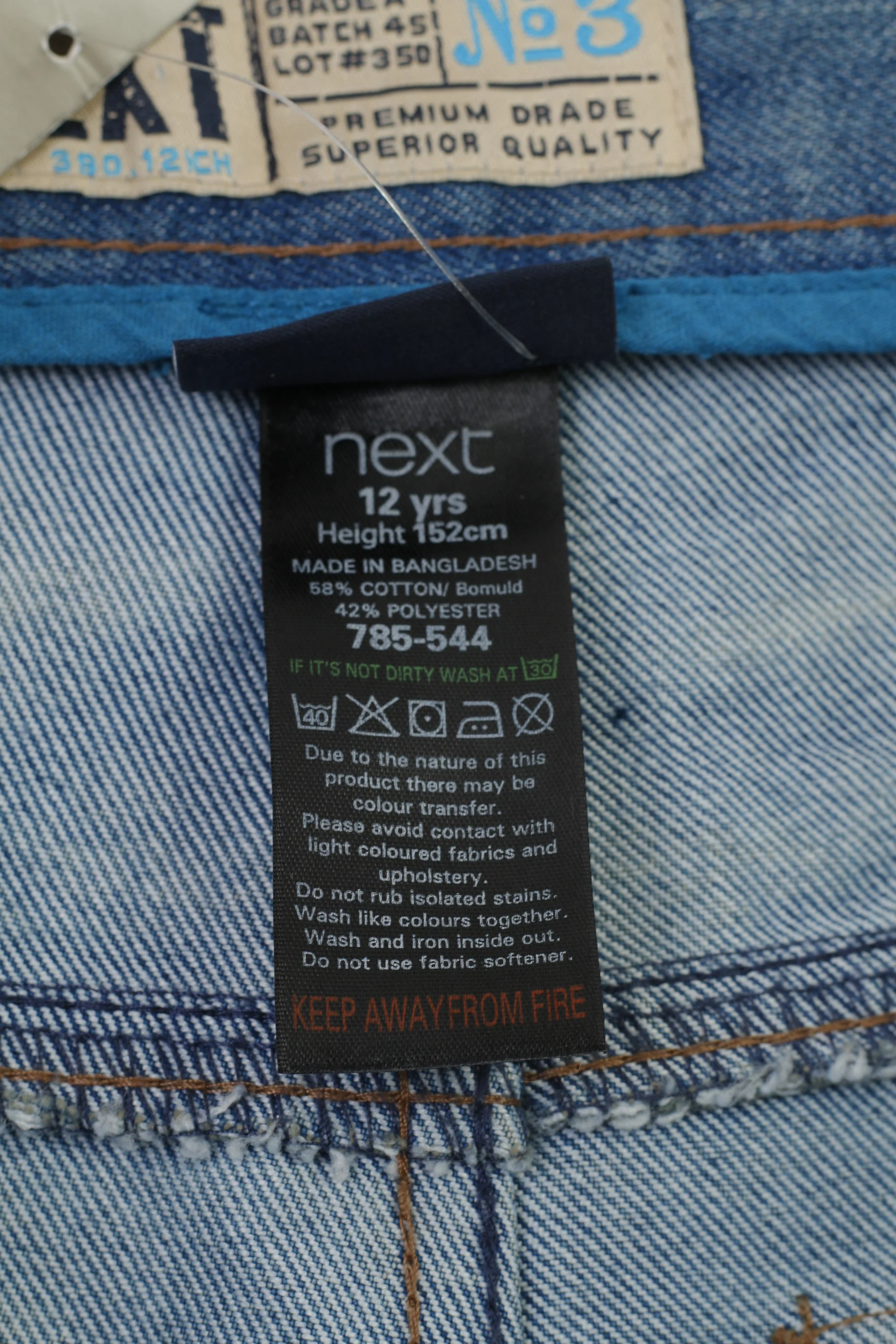 NEW Next Girls 12 Age 152 Trousers Denim Jeans Skinny Cotton High Waist Pants - Image 7