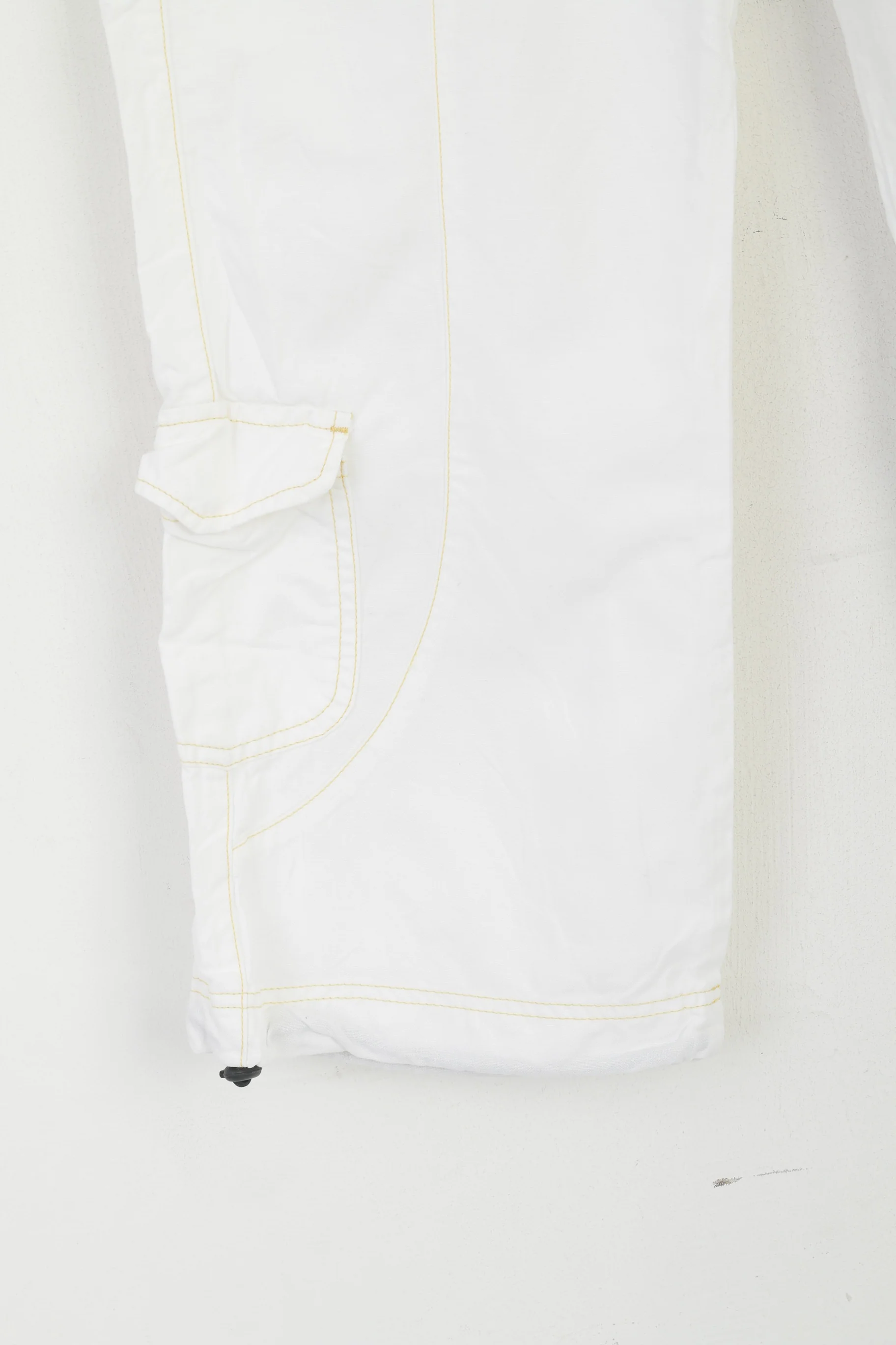 New Pierre Cardin Women 38 M Capri Trousers White Cinfy Cotton Linen Cropped Pants - Image 3