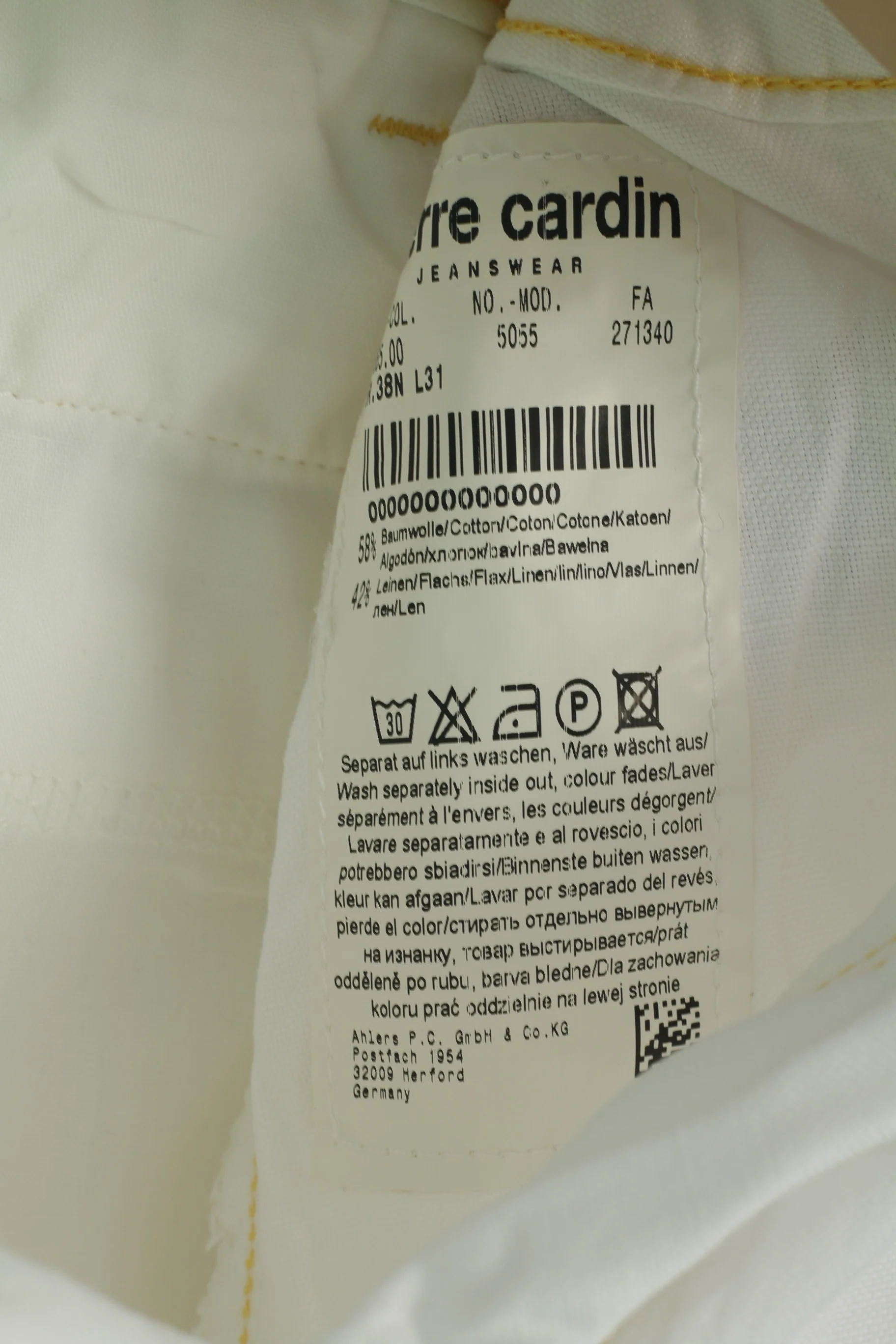 New Pierre Cardin Women 38 M Capri Trousers White Cinfy Cotton Linen Cropped Pants - Image 6