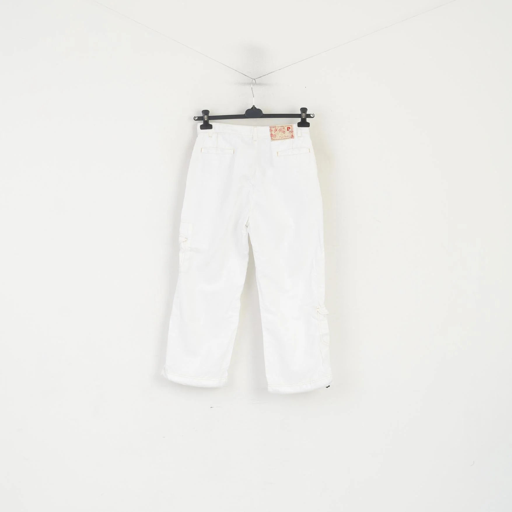 New Pierre Cardin Women 38 M Capri Trousers White Cinfy Cotton Linen Cropped Pants - Image 9