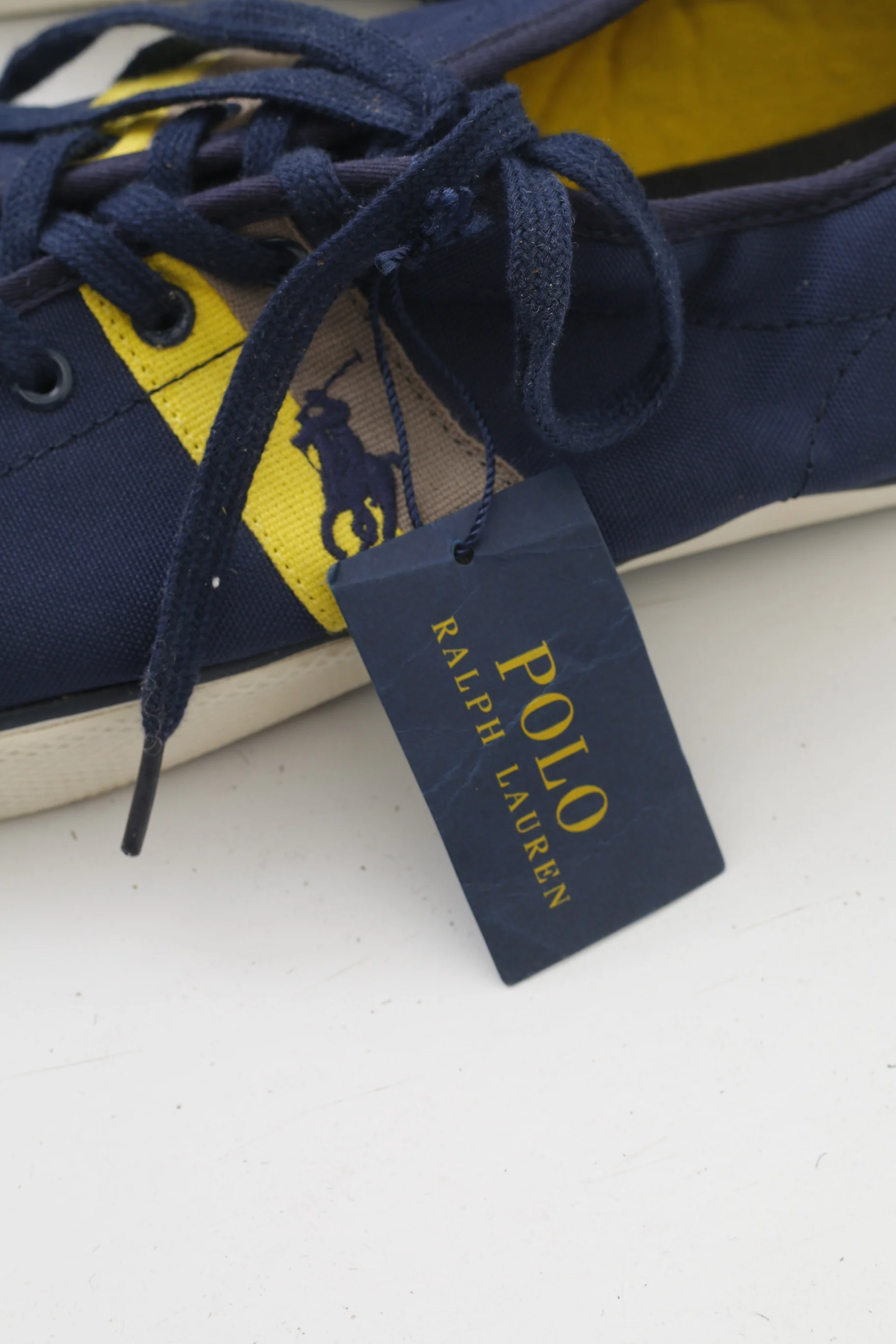 NEW Polo Ralph Lauren Men 12 45 Shoes Navy Training Laces Sneakers - Image 3