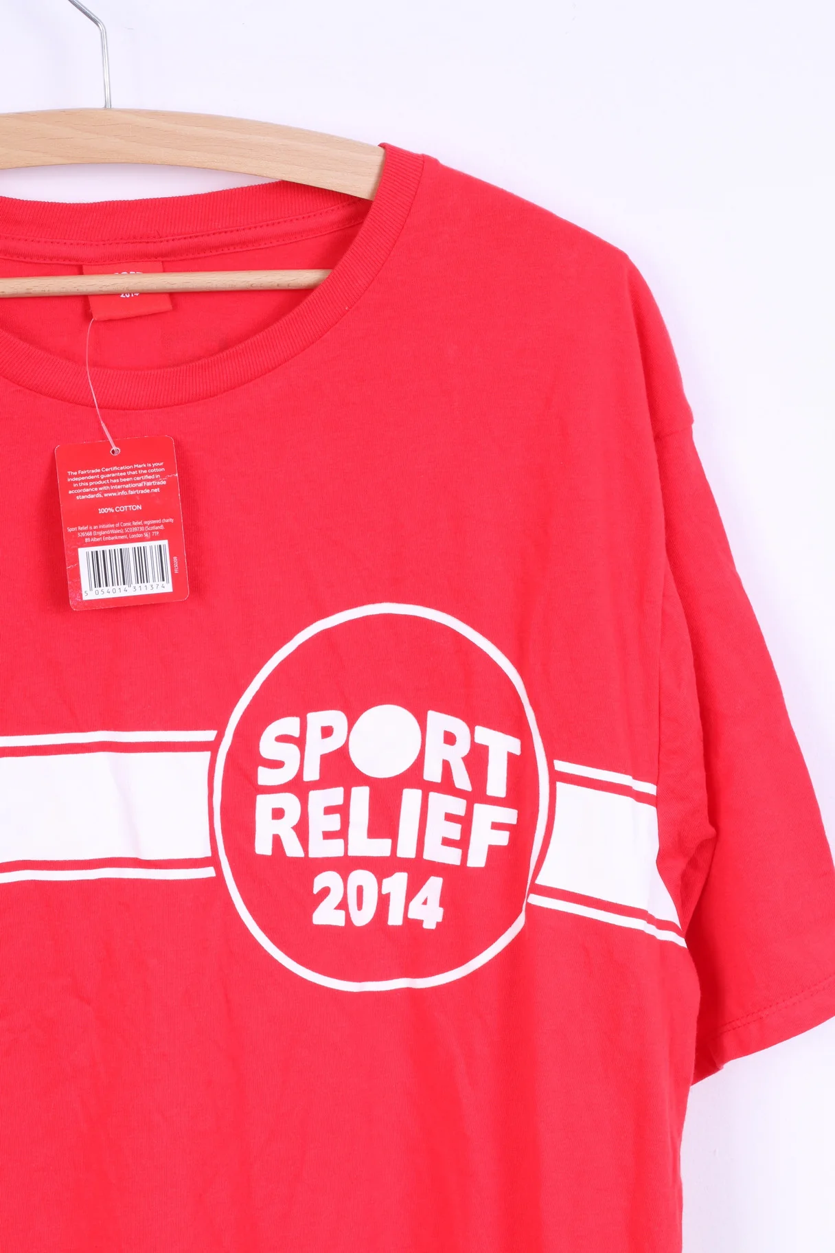 New Sport Relief Mens L T-Shirt Red Cotton Crew Neck - Image 2