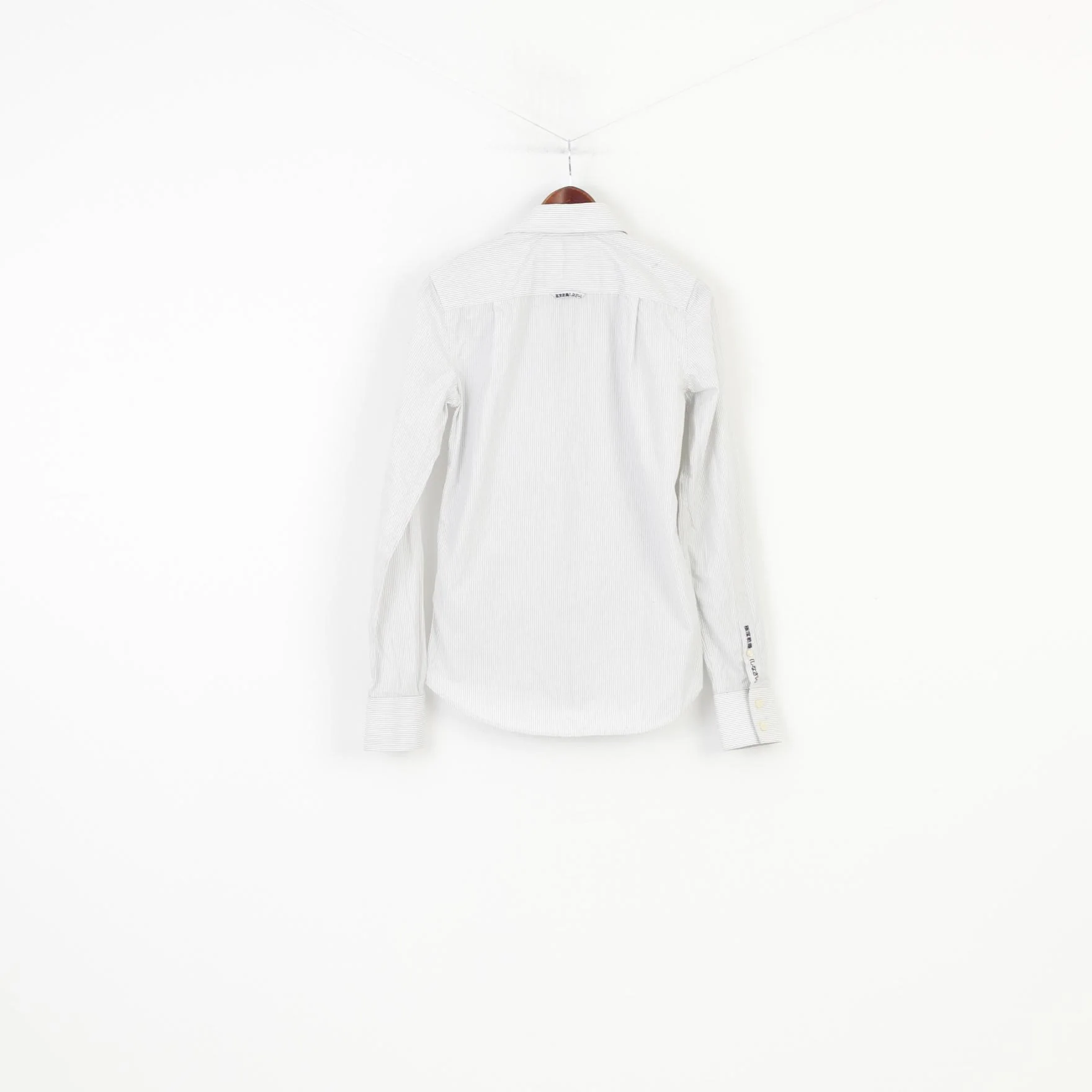 NEW SuperDry Men S Casual Shirt Striped White Long Sleeve Collar Bottoms Elegant Cotton Top - Image 7