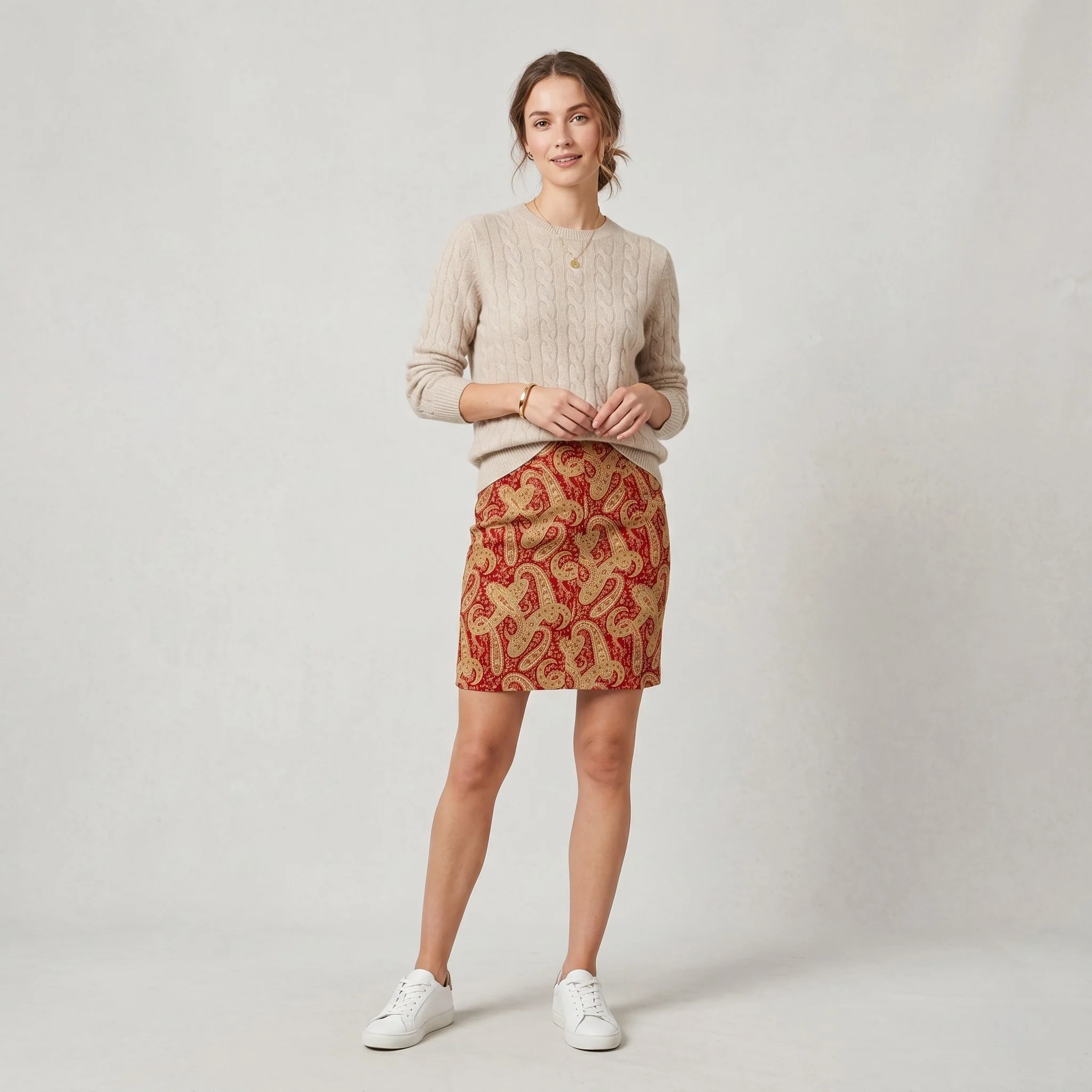New Tommy Hilfiger Women 4 S Skirt Red Mustard London Paisley Pockets Mini