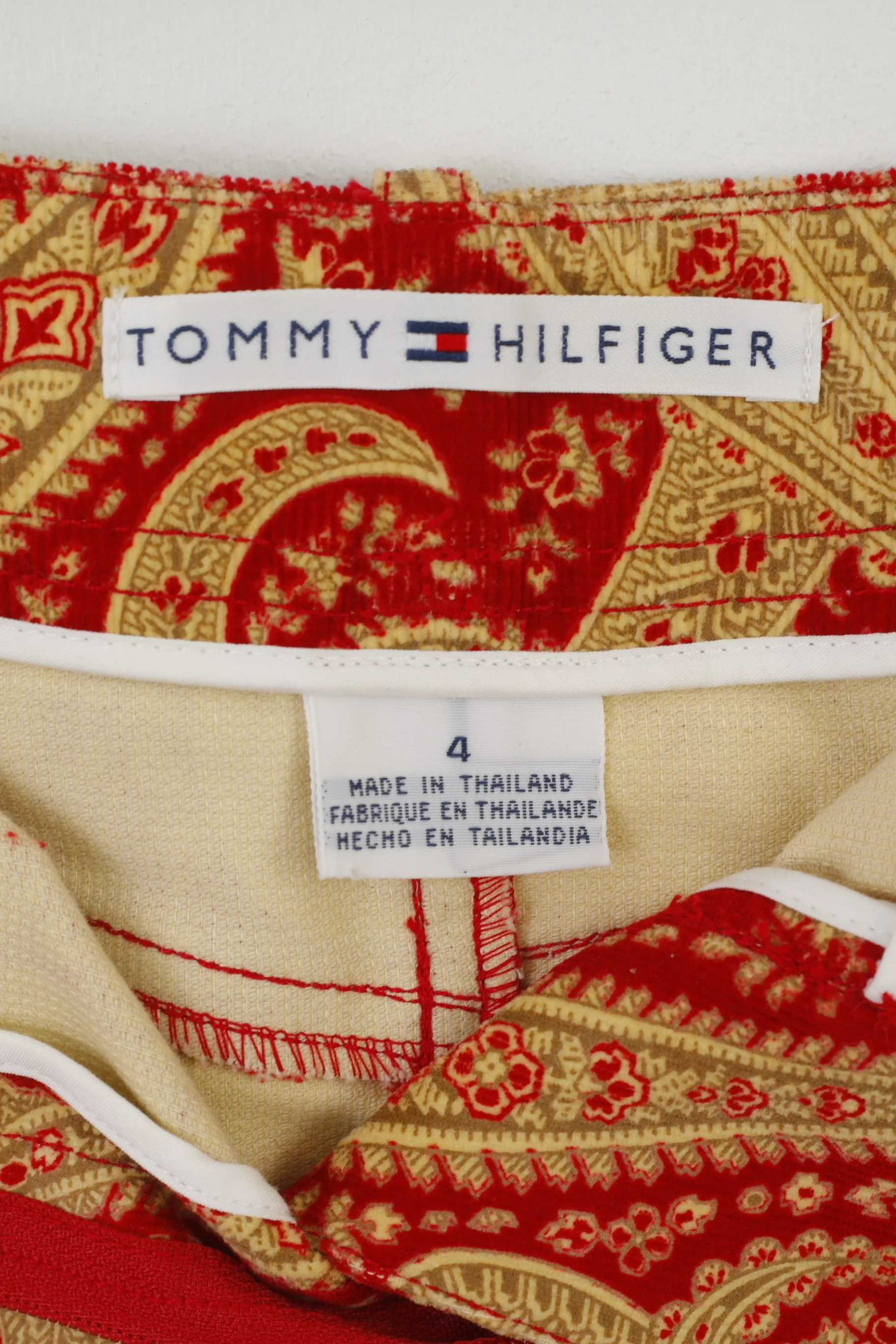New Tommy Hilfiger Women 4 S Skirt Red Mustard London Paisley Pockets Mini - Image 3