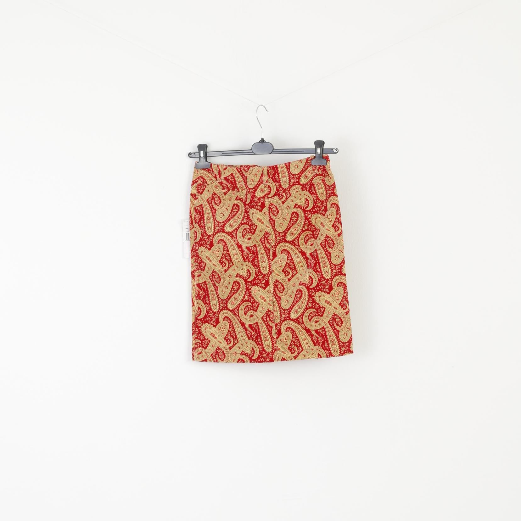 New Tommy Hilfiger Women 4 S Skirt Red Mustard London Paisley Pockets Mini - Image 6