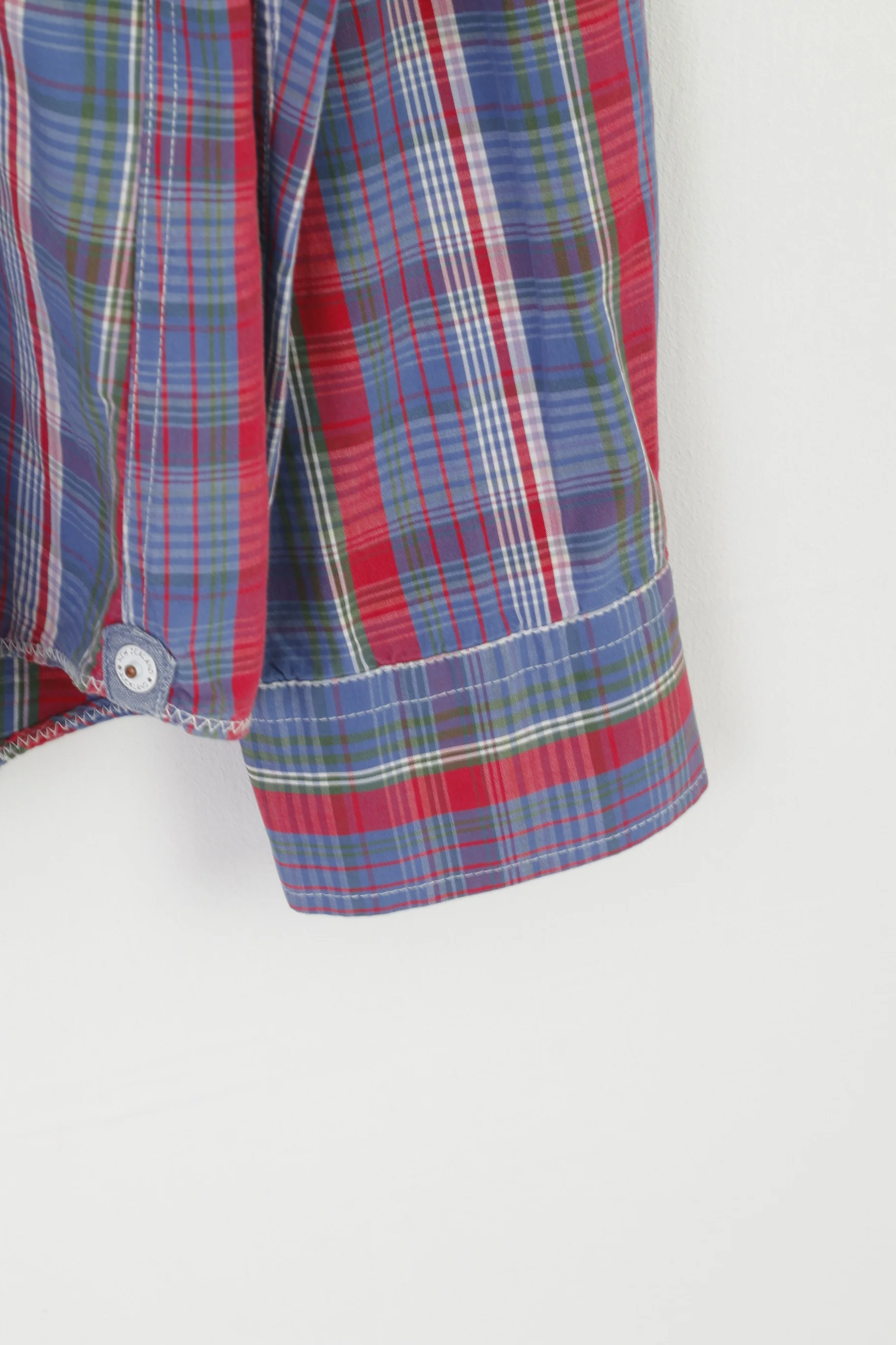 New Zealand Auckland Men XL Casual Shirt Blue Check Cotton Long Sleeve Top - Image 3