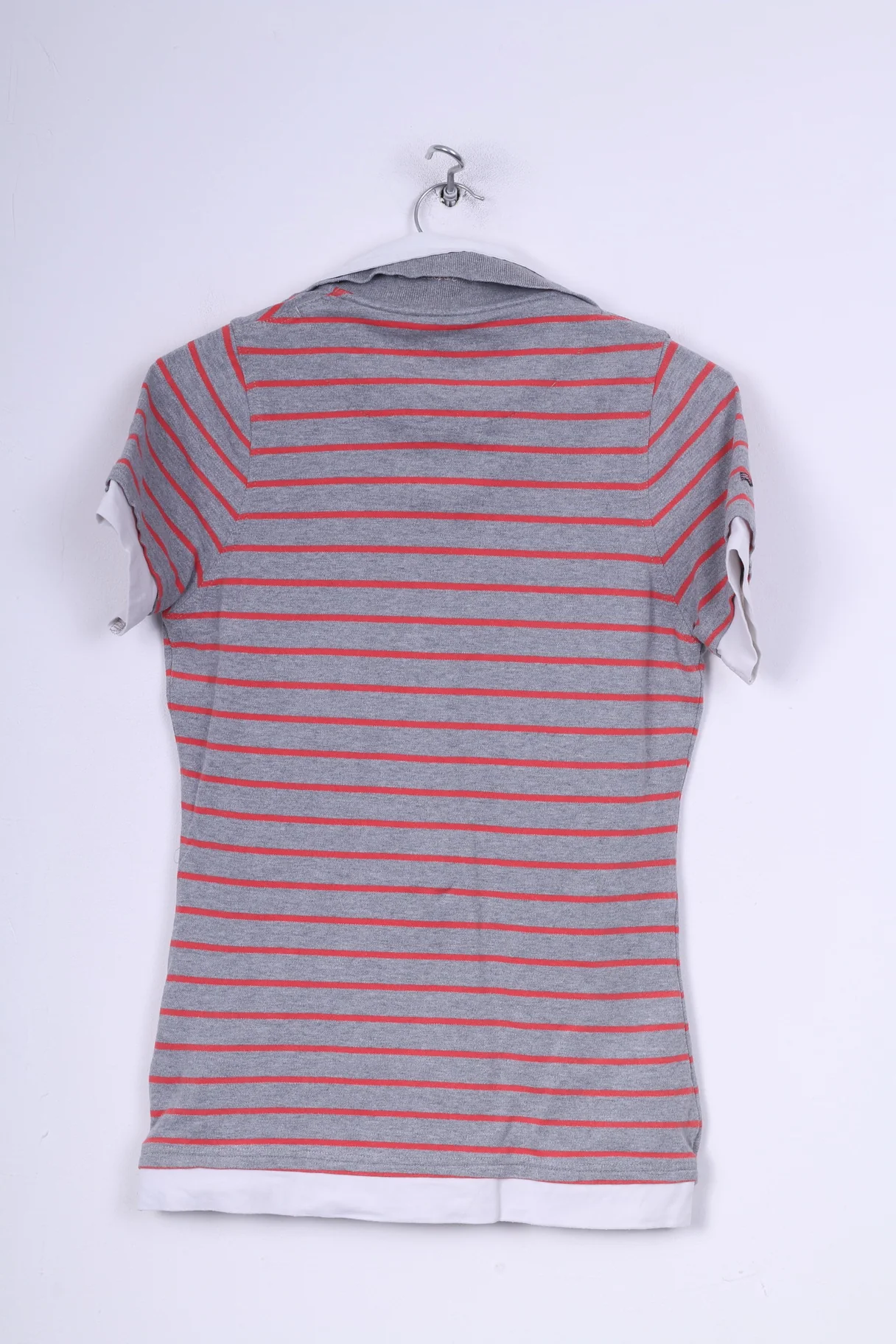 New Zealand Auckland Womens 3 S Polo Shirt Striped Grey Double Collar Lnza Cotton Top - Image 6