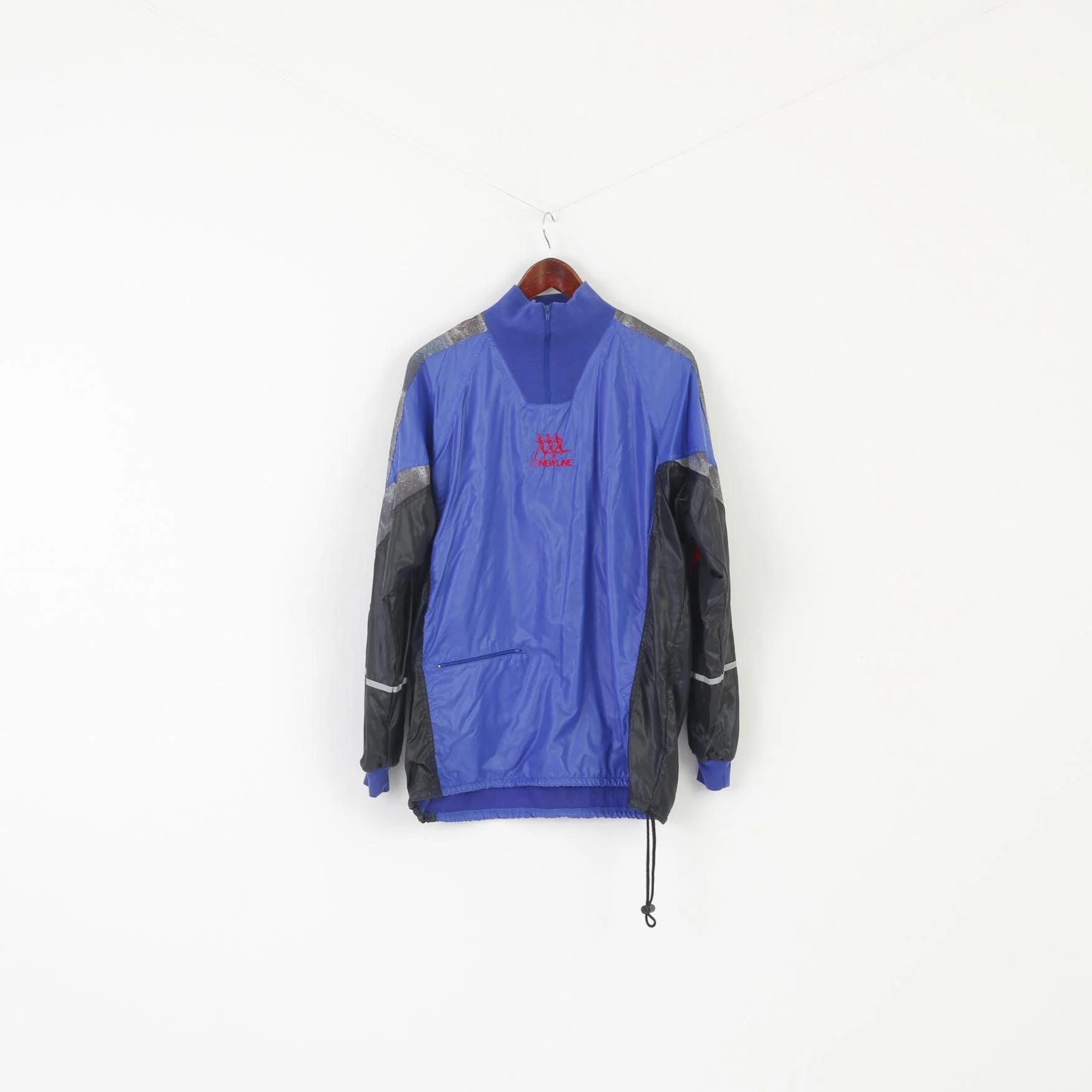 Newline Men L Jacket Navy Vintage 90s Zip Neck Nylon Performance Sport Pullover Top