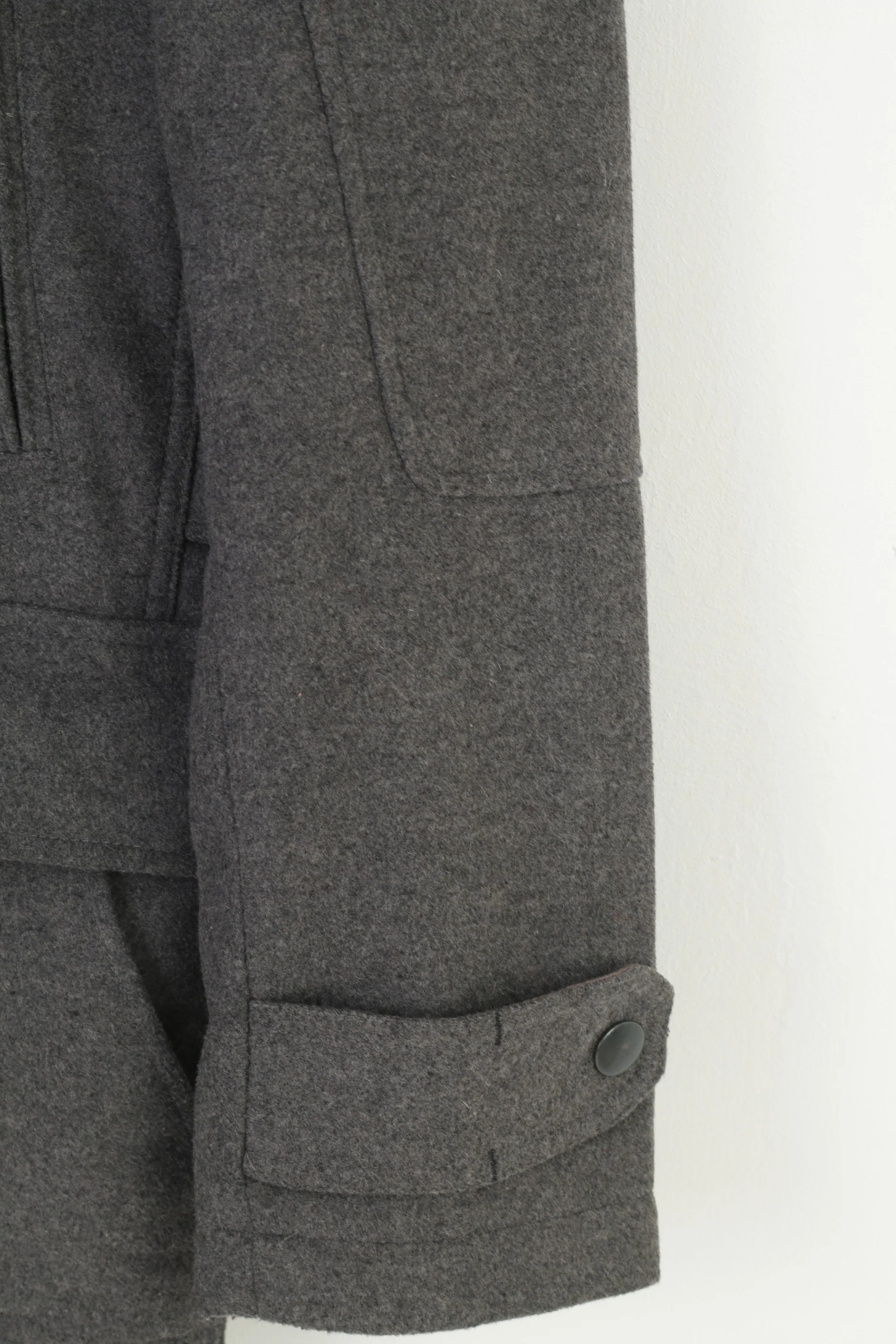 Next Men M Coat Grey Signature Full Zipper Vintage Padded Wool Jacket Pockets Top - Image 3