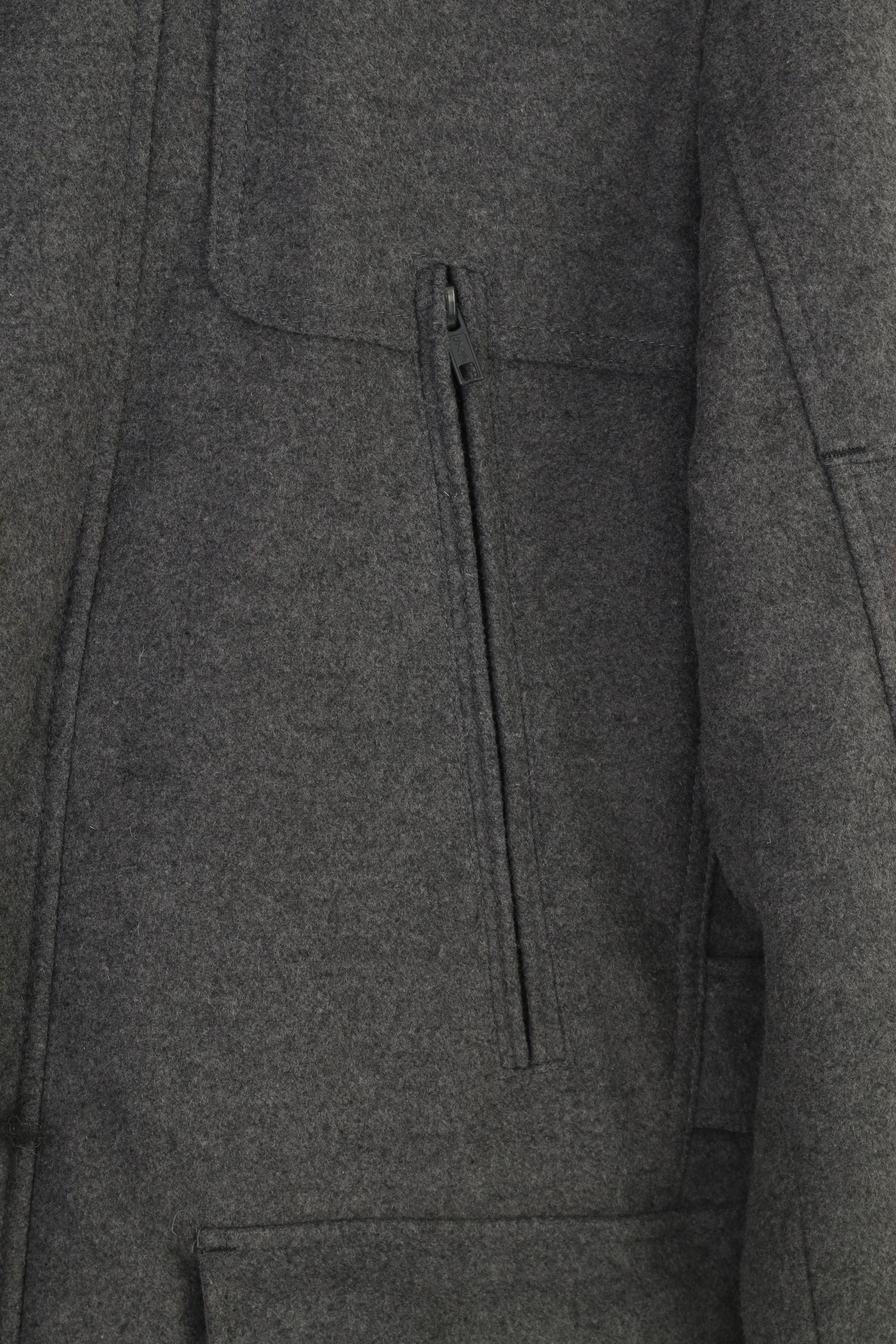 Next Men M Coat Grey Signature Full Zipper Vintage Padded Wool Jacket Pockets Top - Image 4