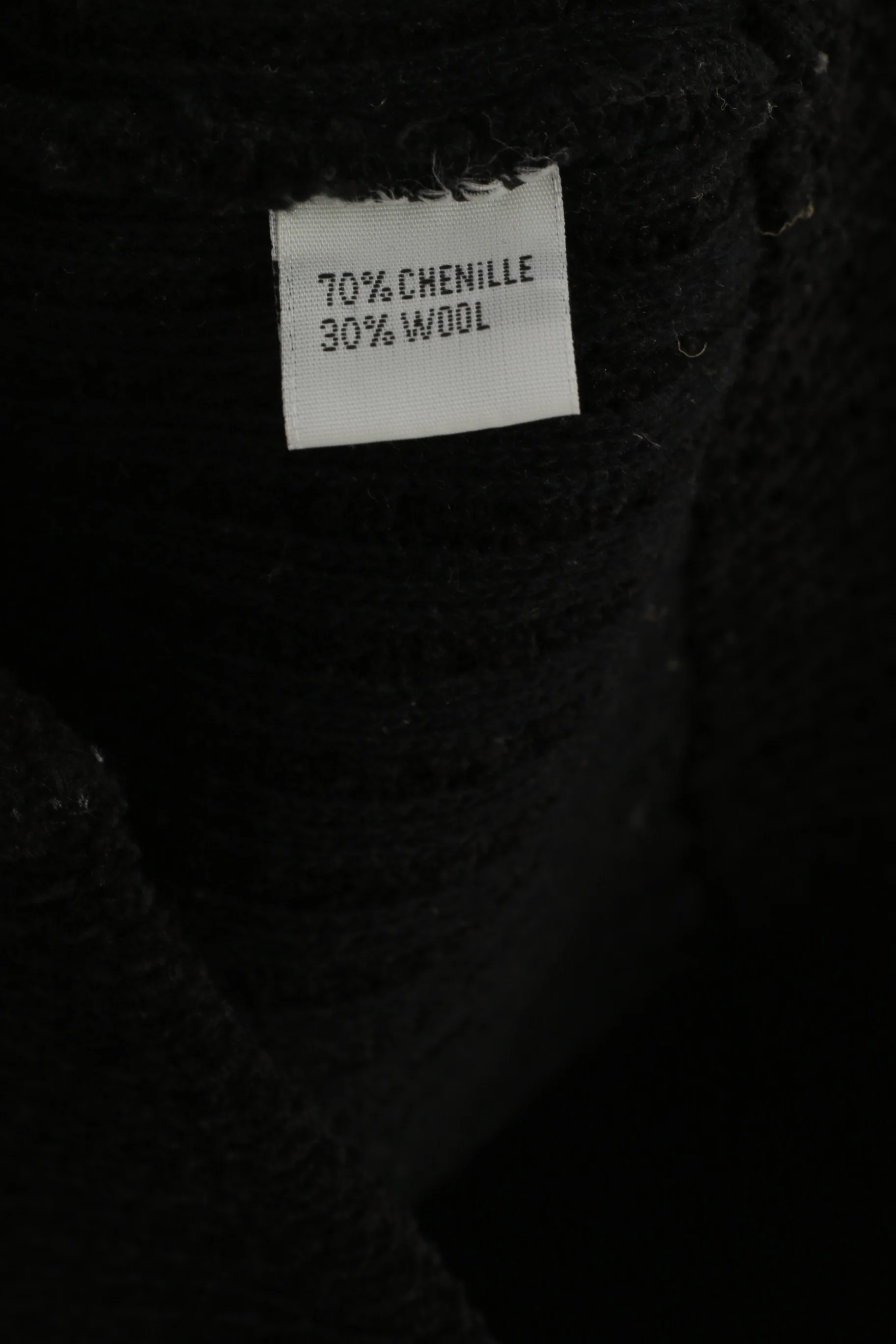 Nihat Trico CNR Men L Cardigan Black Chenille Wool Full Zipper Vintage Sweater - Image 6