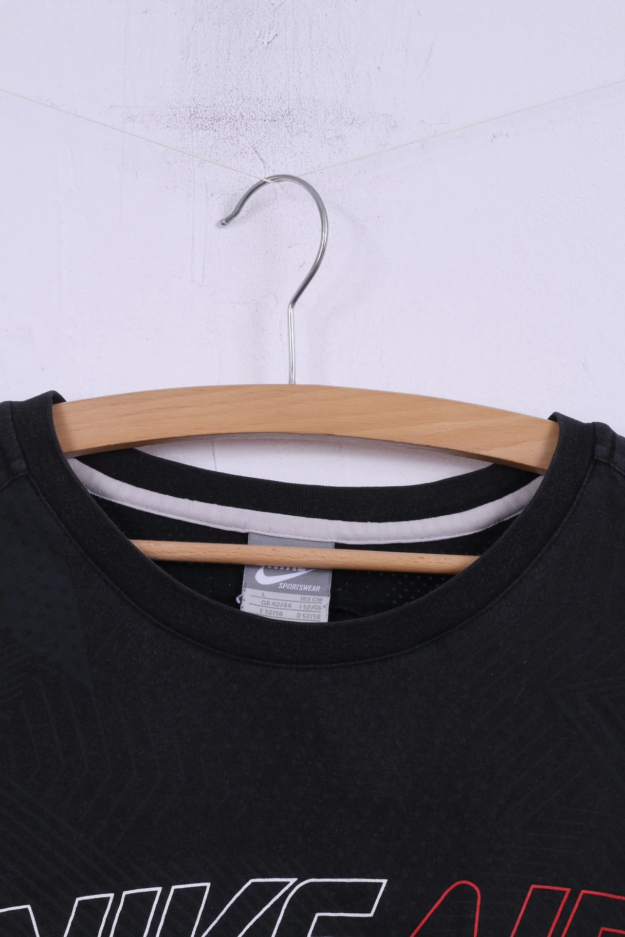 Nike Air Mens L 42/44 Shirt Long Sleeve Black Sportswear Top Cotton - Image 2